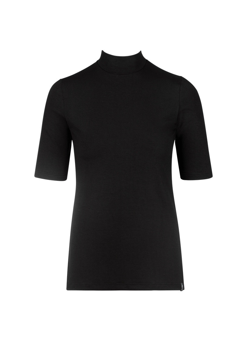 Trigema T-Shirt T-Shirt elastischem | für BAUR mit Stehkragen« »TRIGEMA kaufen