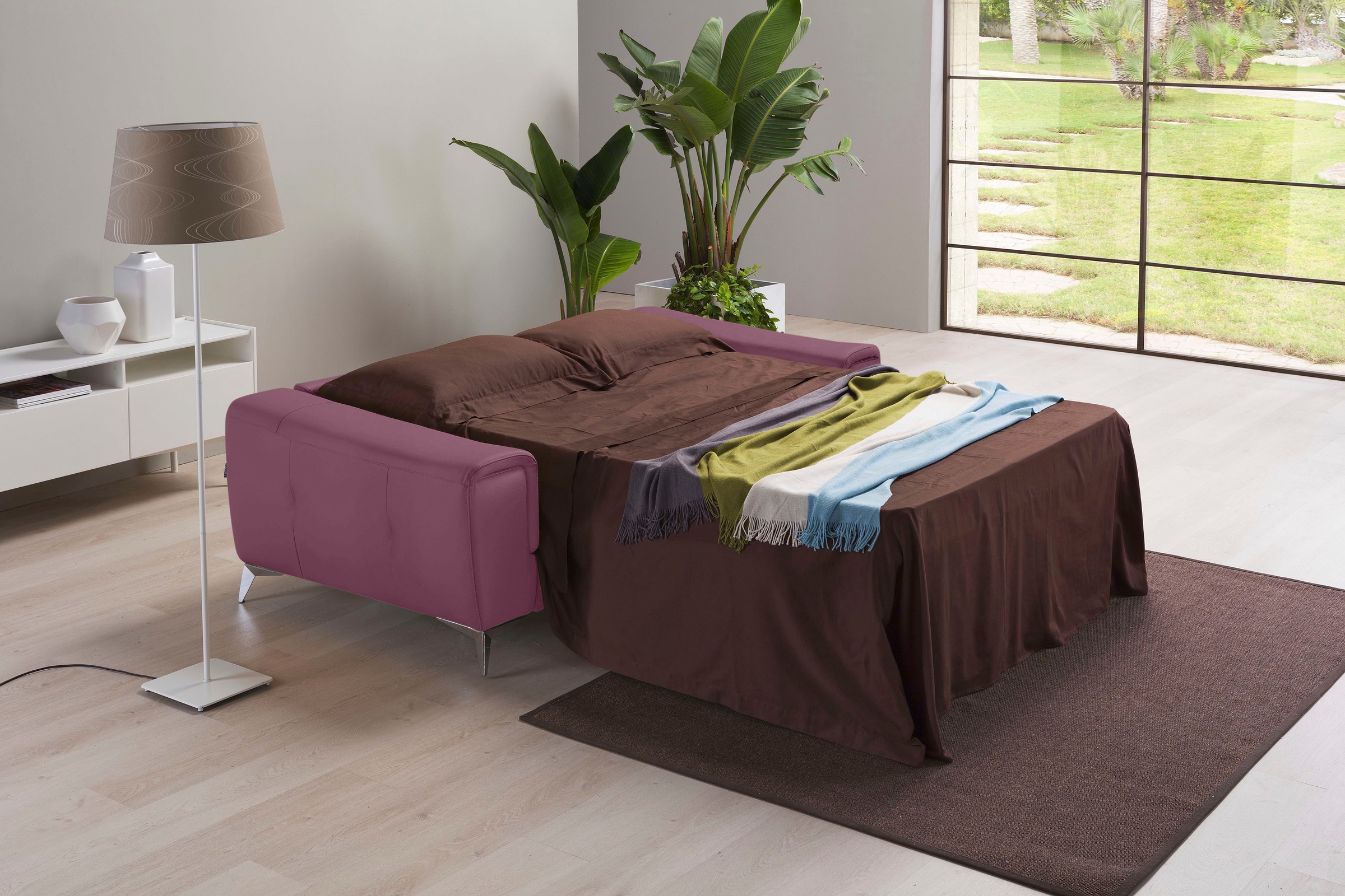 Egoitaliano Schlafsofa »Francine, Designsofa, Loungesofa mit Dauerschlaffunktion, Bettfunktion«, hochwertiger Metallbettrahmen & Matratze, Kopfteil manuell verstellbar