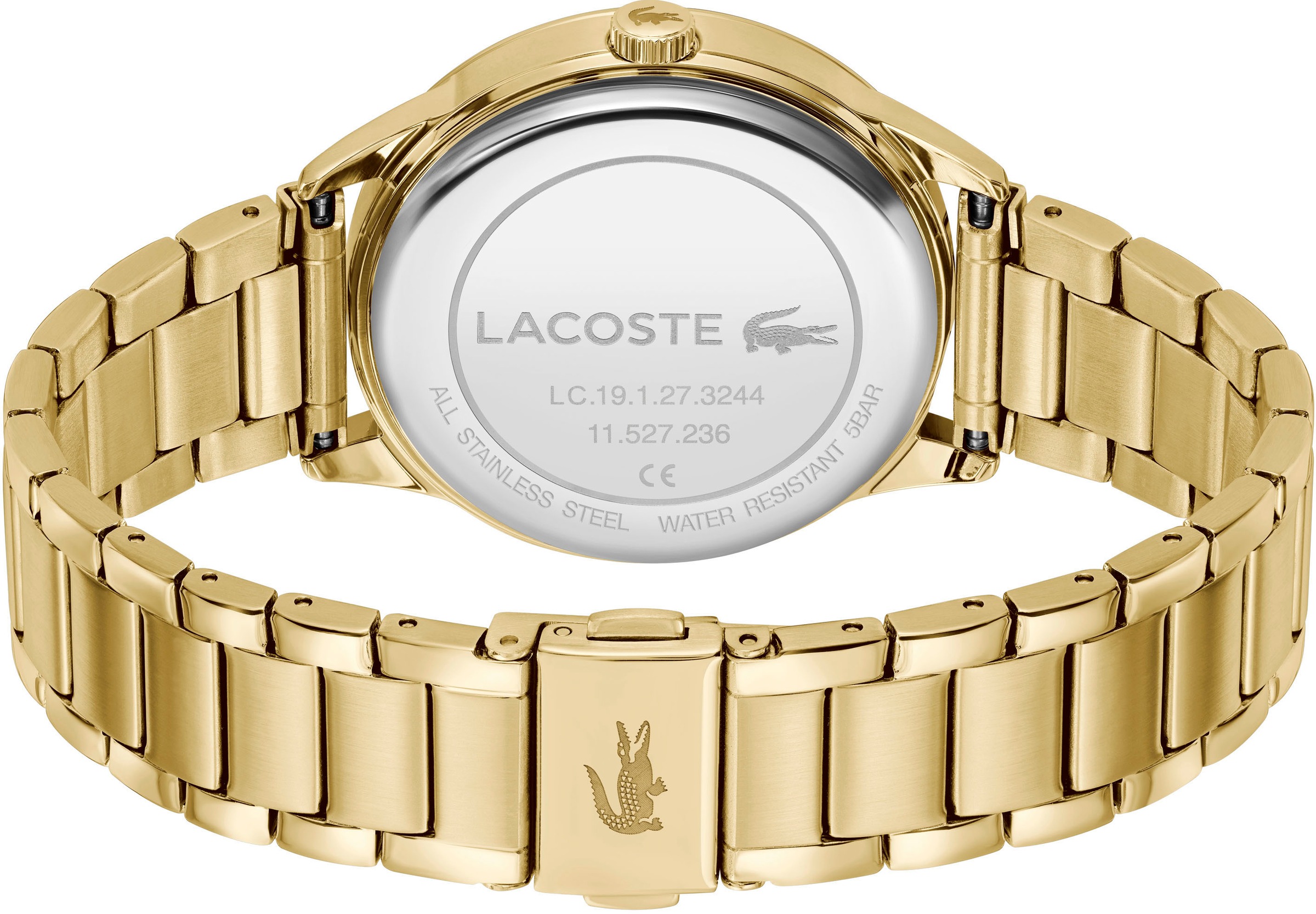 Lacoste Quarzuhr »LADYCROC«, Armbanduhr, Damenuhr, Edelstahlarmband, analog, Glaskristalle