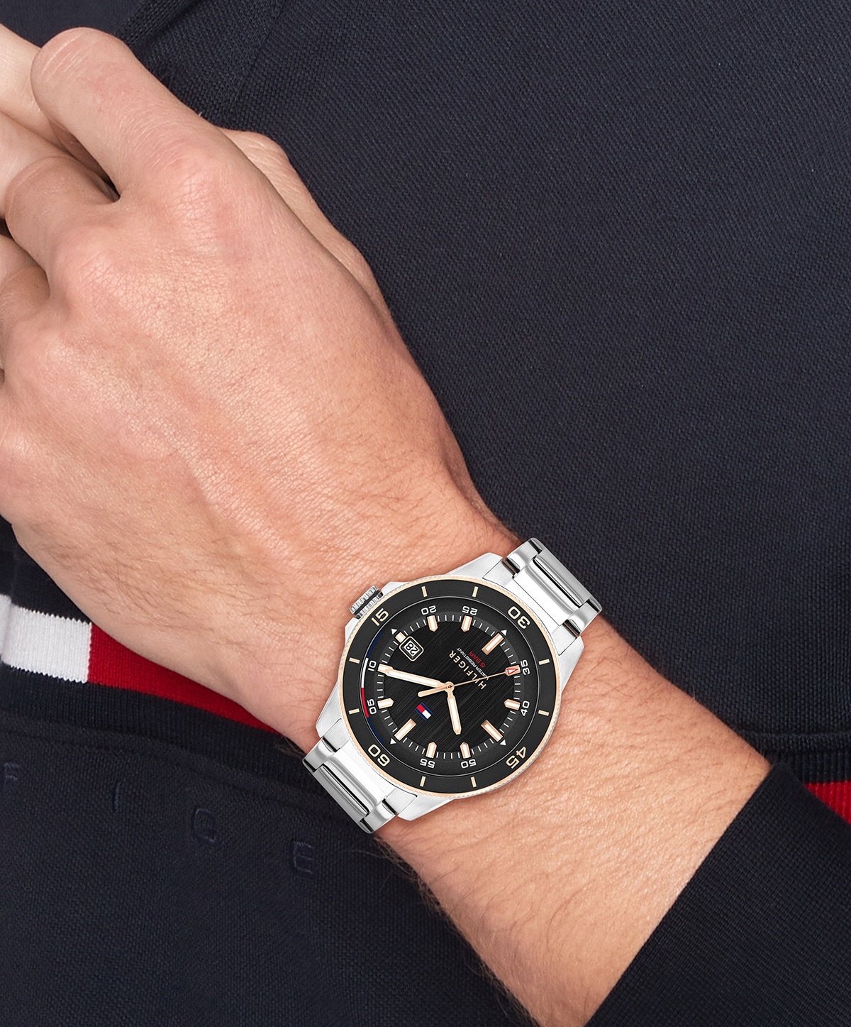 Tommy Hilfiger Quarzuhr »REMY« Armbanduhr, Herrenuhr, Edelstahlarmband, analog, Tag