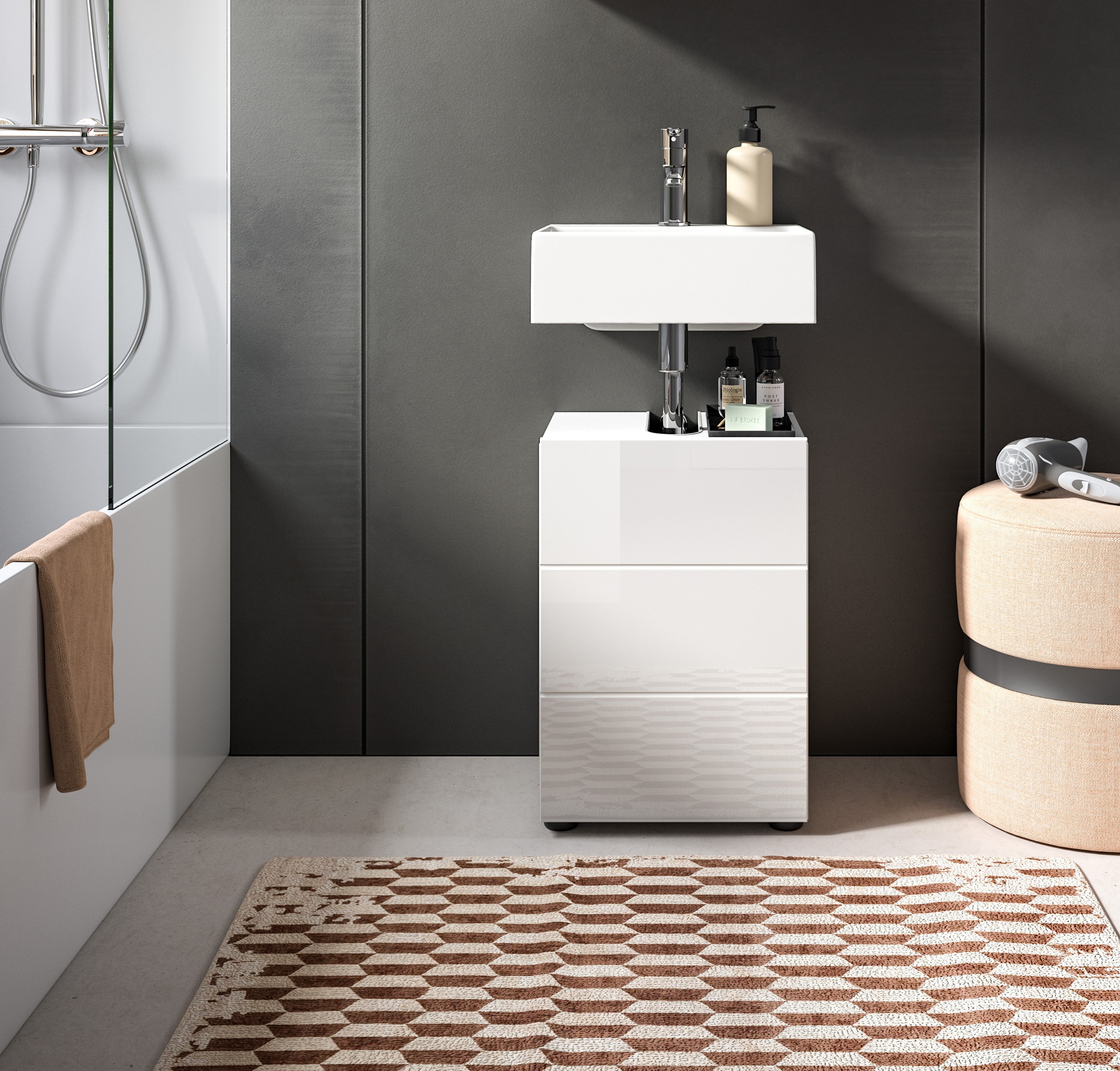 welltime Waschbeckenunterschrank "BIEL, TOPSELLER, Breite 38 cm, 1 Tür, 1 B günstig online kaufen