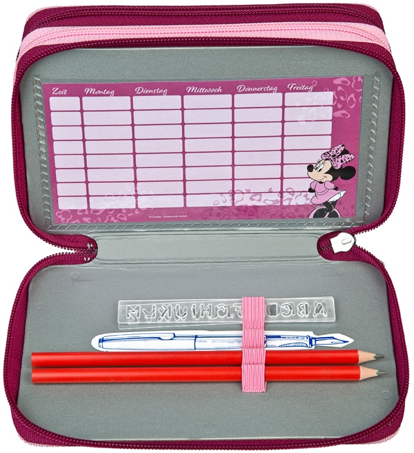 Scooli Federmäppchen »Tripledecker, Minnie Mouse Happy Girl Pink«, befüllt, inkl. Geodreieck