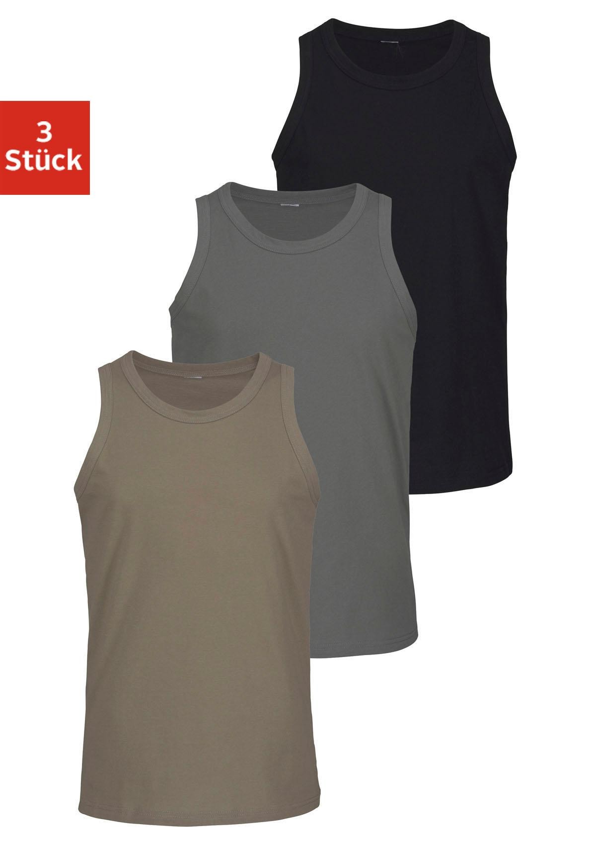 H.I.S Tanktop "Unterhemd für Herren", (Packung, 3 tlg.), mit Rundhals aus Baumwolle