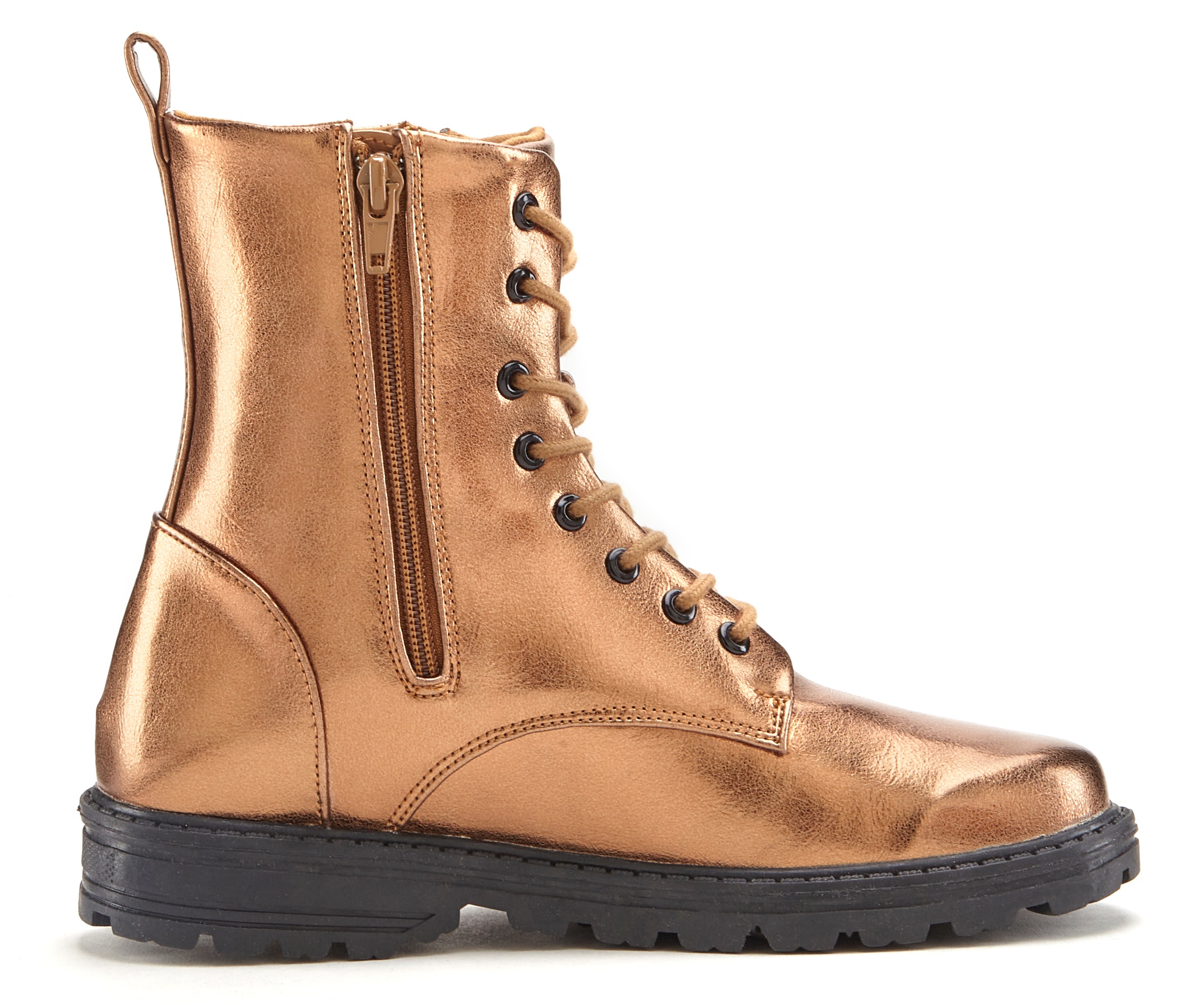 Stiefelette LASCANA, Damen, Gr. 40, braun (bronzefarben), Obermaterial: 100% Lederimitat. Decksohle: 100% Textilmaterial. Futter: 100% Textilmaterial. Laufsohle: 100% Synthetik, metallic, unifarben, Schuhe Stiefelette, im angesagten Metallic-Look, Stiefel 3