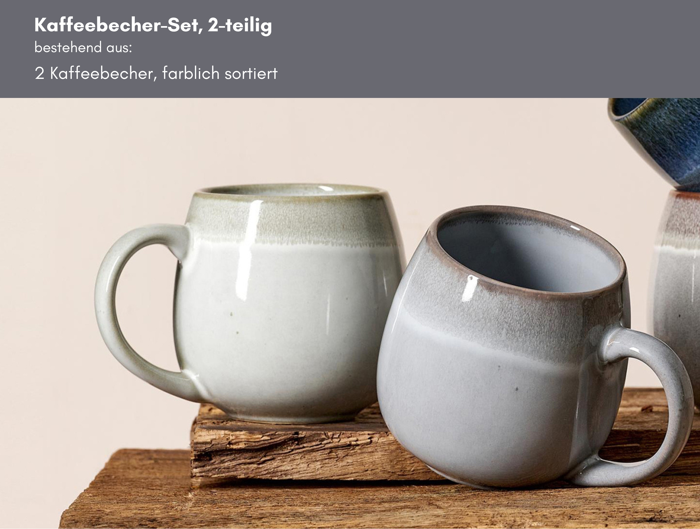 Ritzenhoff & Breker Becher »Hygge«, (Set, 2 tlg.), 2-teilig, Reaktivglasur, jedes Stück ein Unikat, 475 ml