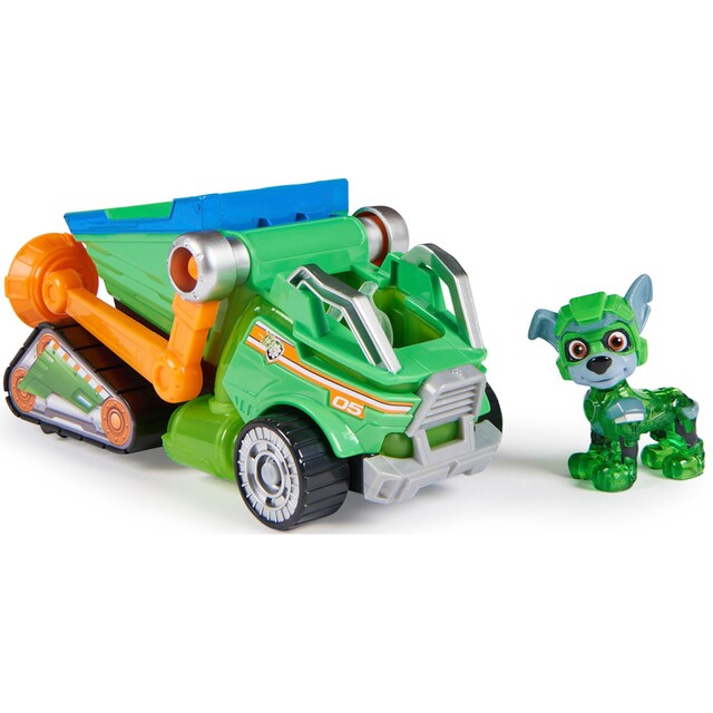 Spin Master Spielzeug-Auto »PAW Patrol, Der Mighty Kinofilm:  Superhelden-Basis-Fahrzeug von Rocky«, Mülltransporter mit Welpenfigur,  Licht- und Soundeffekt | BAUR
