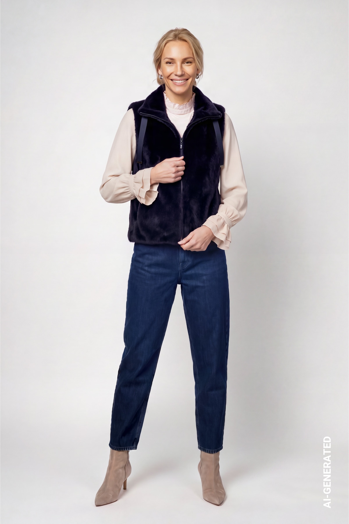 Monari Fellimitatweste »Weste Basic fake fur« Regular fit mit Stehkragen