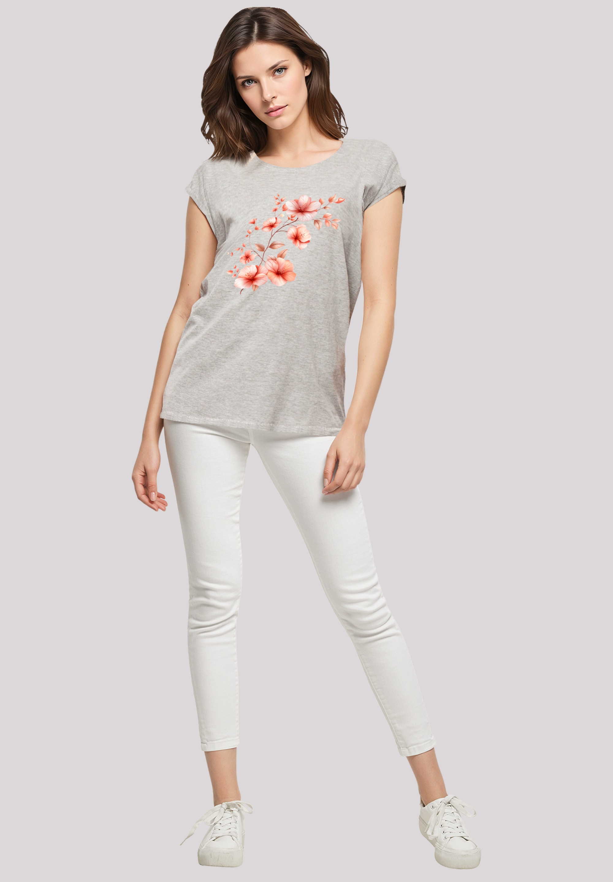 F4NT4STIC T-Shirt »Rosa Blumenzweig 3D«, Premium Qualität