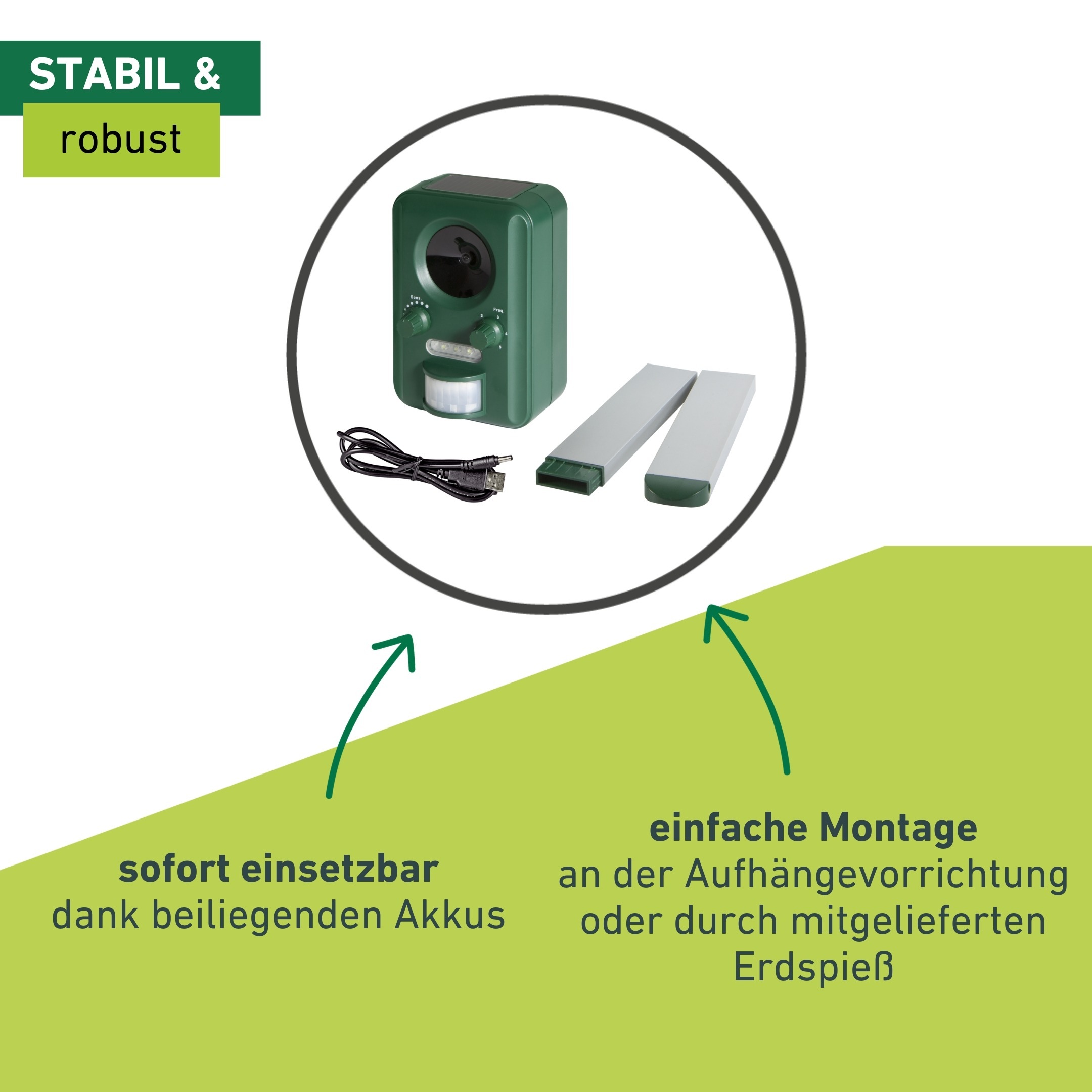 Windhager Ultraschall-Tierabwehr »Gerät Outdoor, mit Solar oder Batterie« Tiervertreiber gegen Marder, Waschbären, Wirkungsbereich 40 oder 60 m²