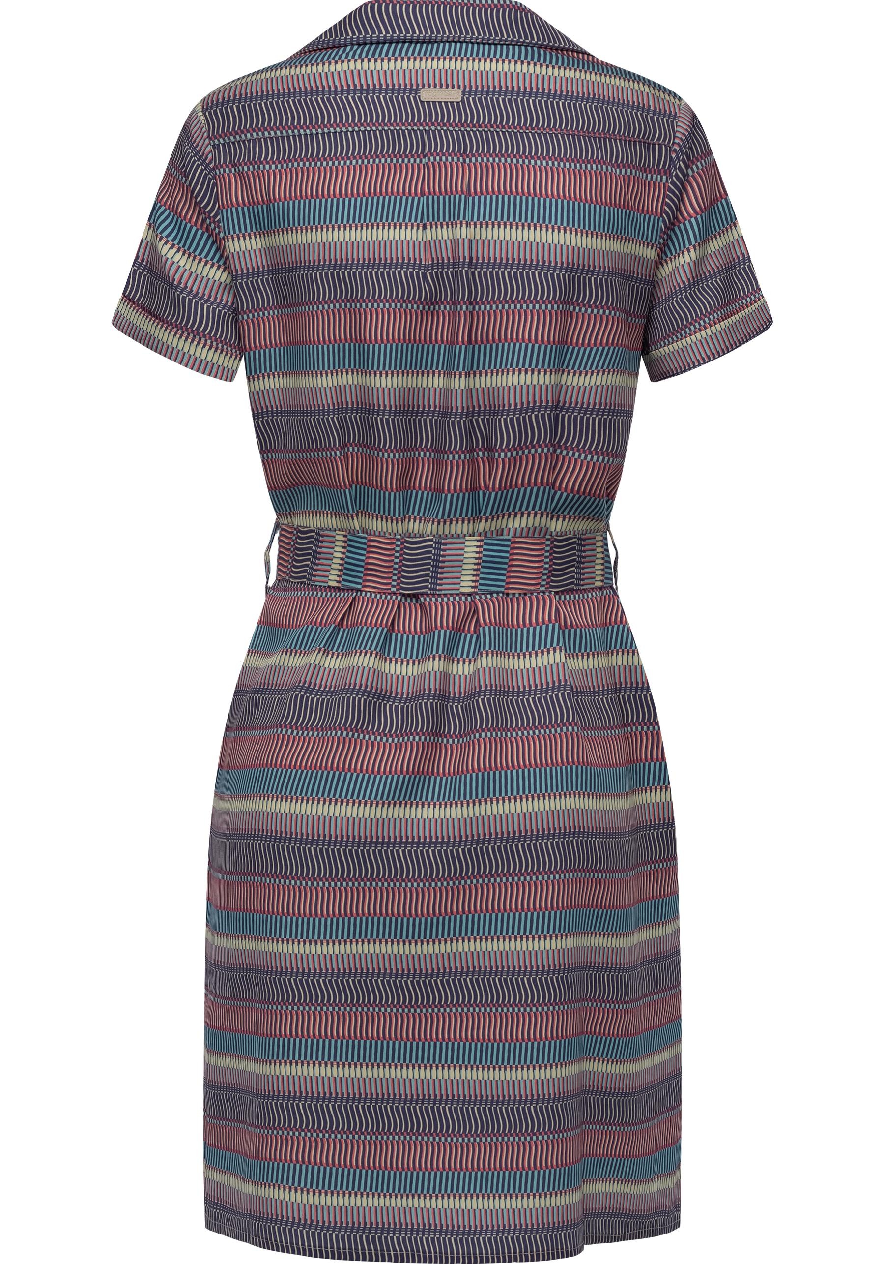 Ragwear Sommerkleid »Sawira«, Gemustertes Midikleid mit Knopfleiste