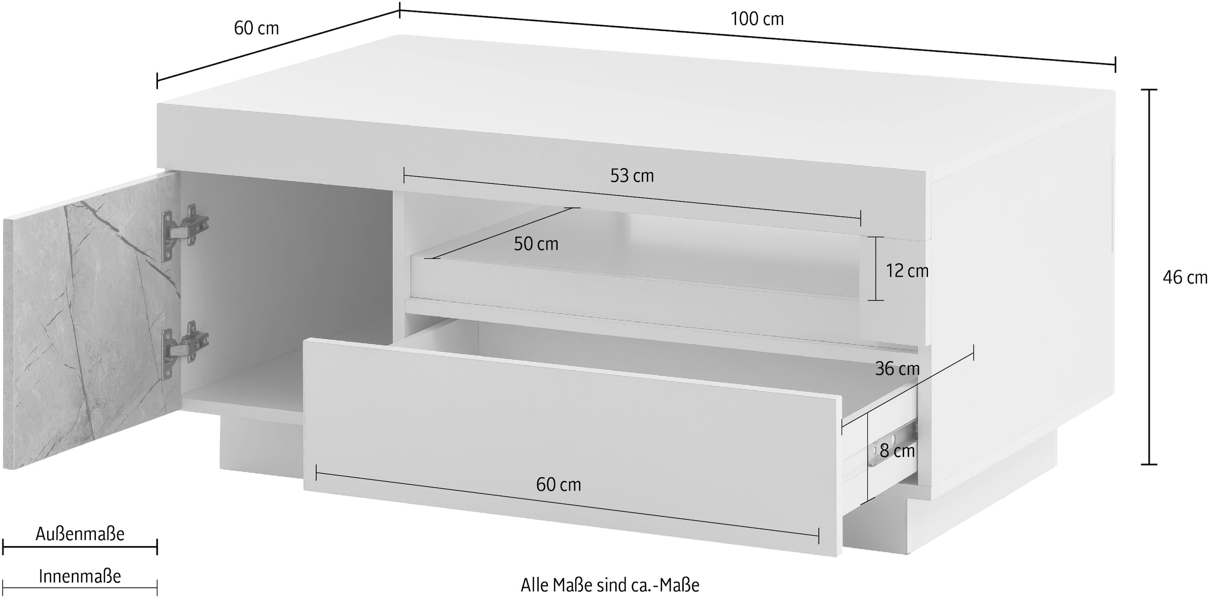 Marmor-Optik Couchtisch Home Farbvarianten, bestellen Dekor, | Breite BAUR affaire »Stone verschiedene zwei Marble«, 100 cm