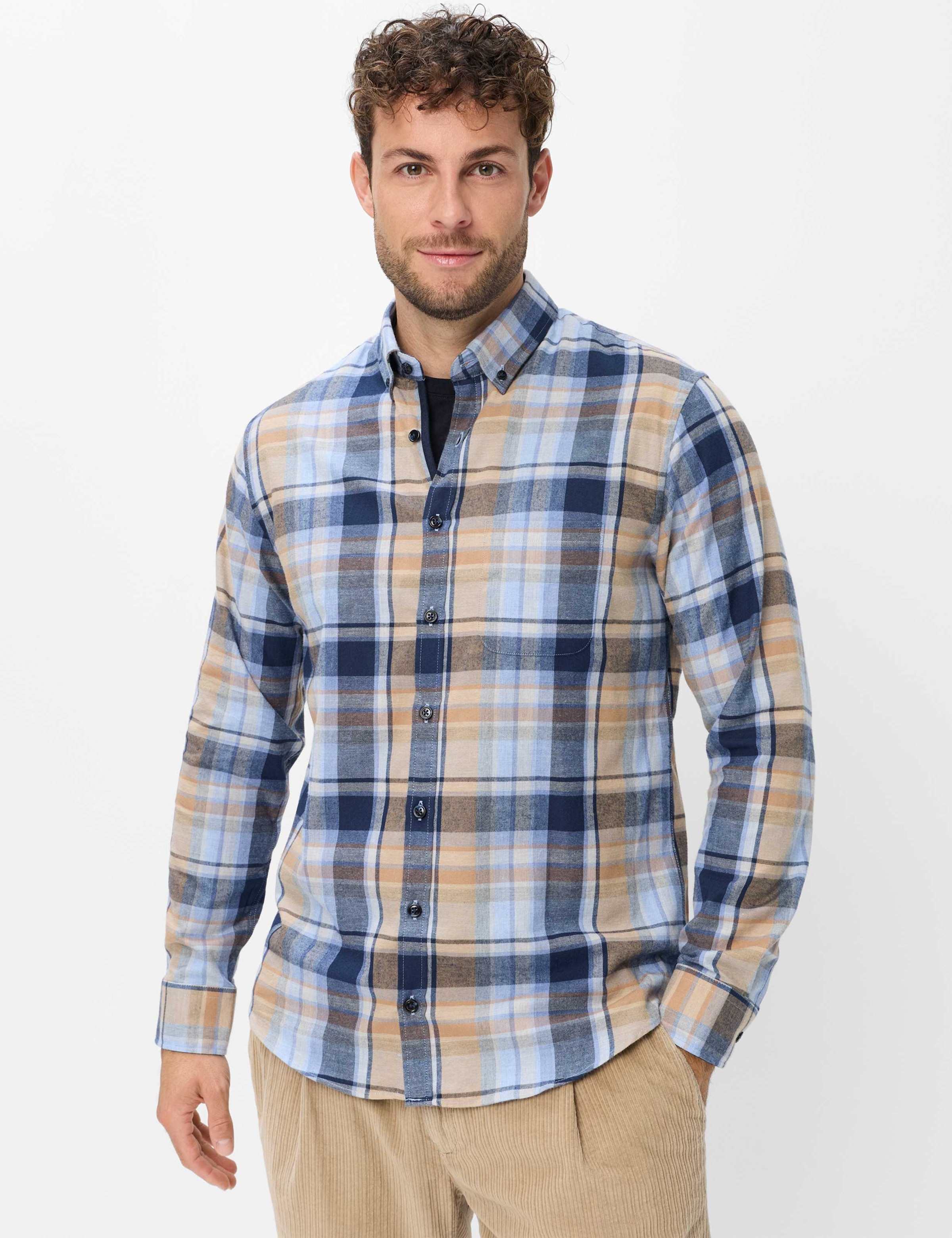 Brax Langarmhemd »Style DANIEL« Karo: Flanellhemd im Lyocellmix