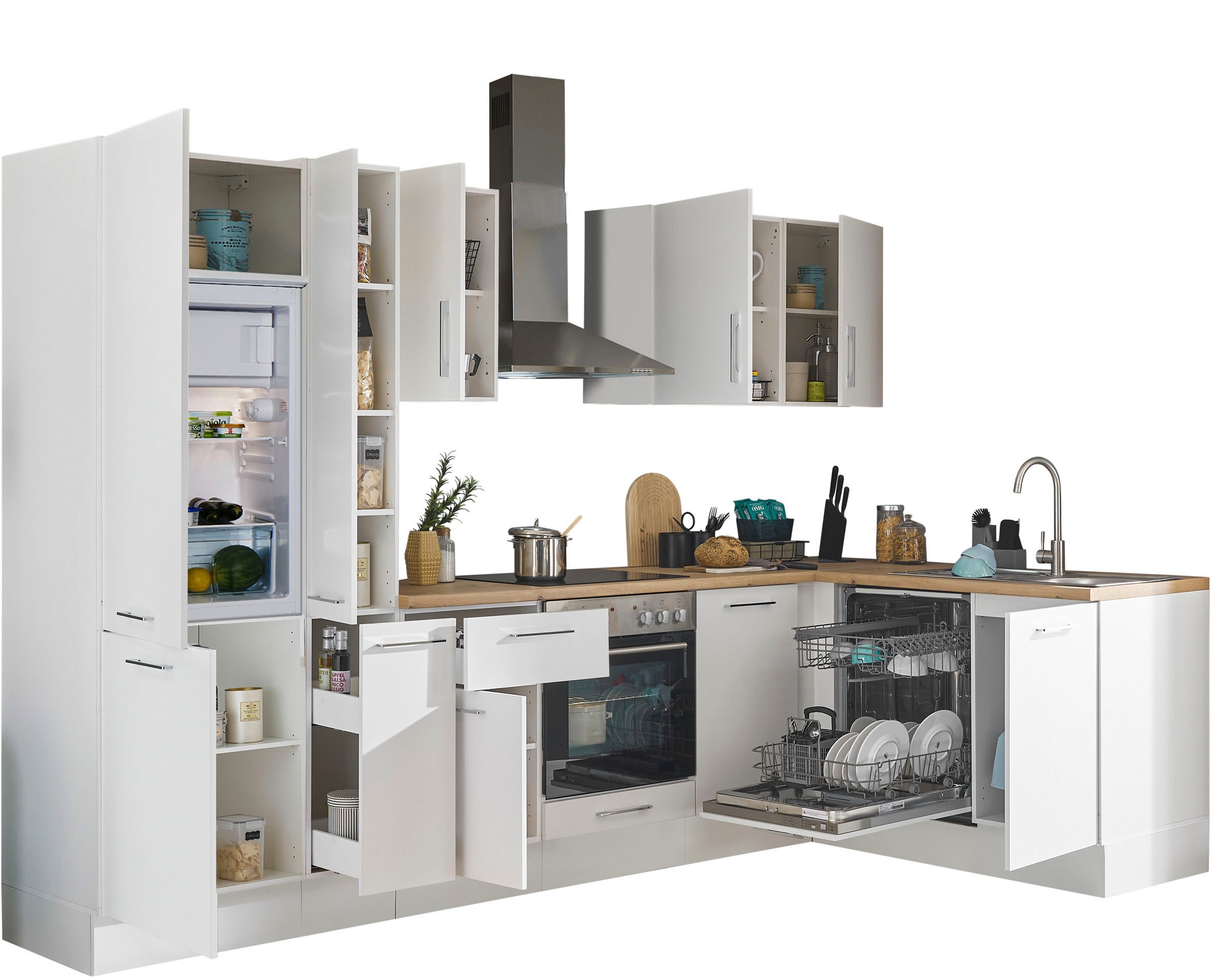 BASIC by Balculina Winkelküche »Turin«, Stellbreite 310x175 cm, wahlweise mit E-Geräten