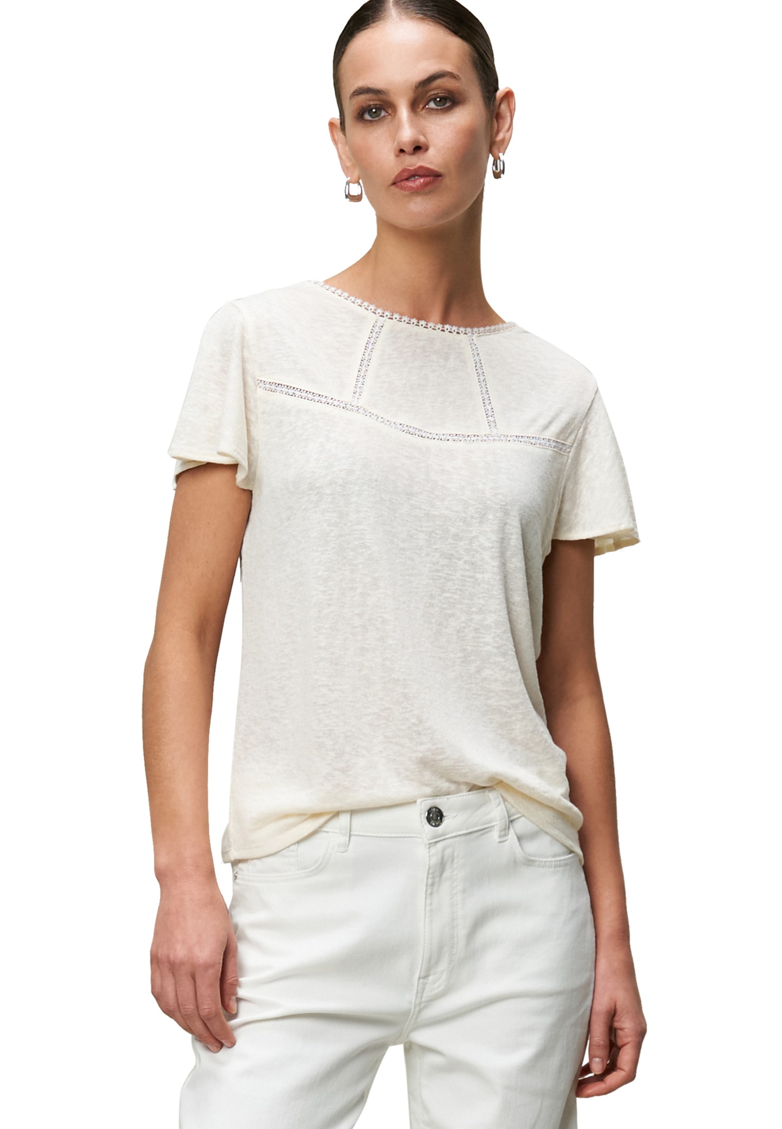 Zero Kurzarmshirt "zero Shirt mit Häkeldetails", (1 tlg.), Lochmuster günstig online kaufen