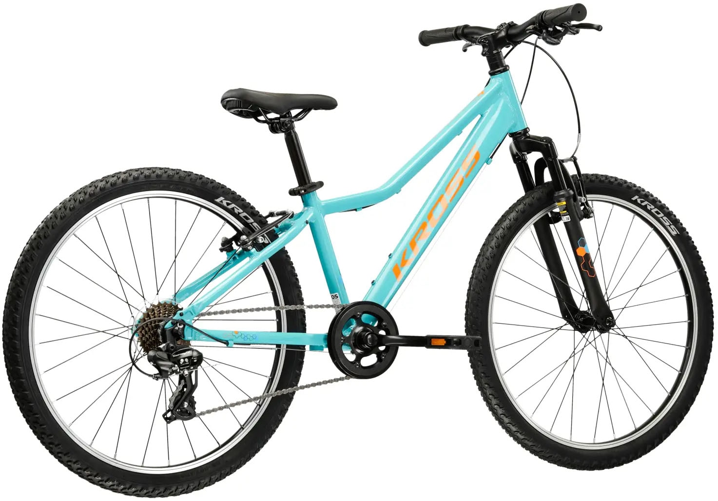 Kross Kinderfahrrad »KROSS Kinderad 24" Hexagon JR 1.0 Blau 8 Gänge 2026« 8 Gang Shimano TOURNEY TX800 Schaltwerk Kettenschaltung