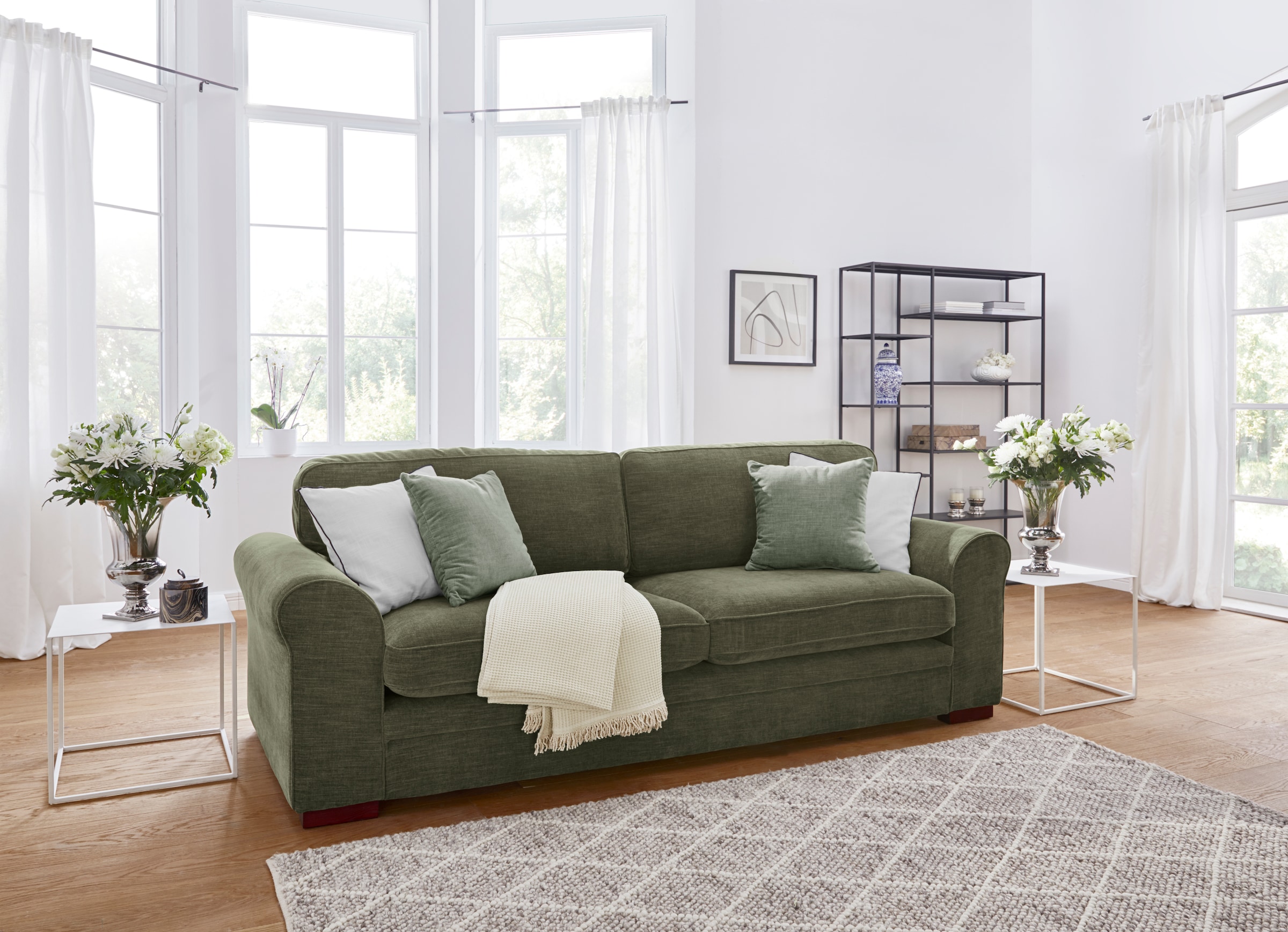 Home affaire 3-Sitzer »Broughton«, weicher Sitzkomfort, incl. 2 Zierkissen, Keder
