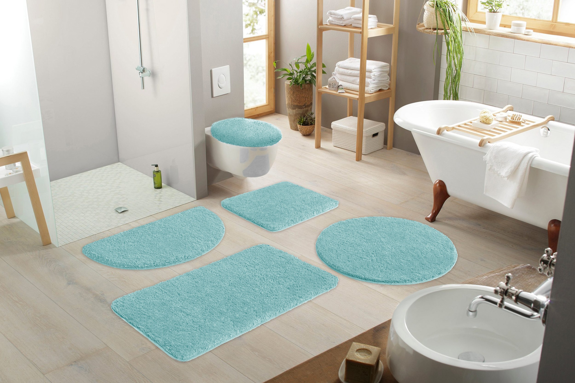 my home Badematte »Inga, Badezimmer Teppich, Badvorleger« Höhe 20 mm rutschhemmend beschichtet fußbodenheizungsgeeignet | schnell trocknend | strapazierfähig Badteppich, unifarben, weich, als halbrund und rechteckig erhältlich