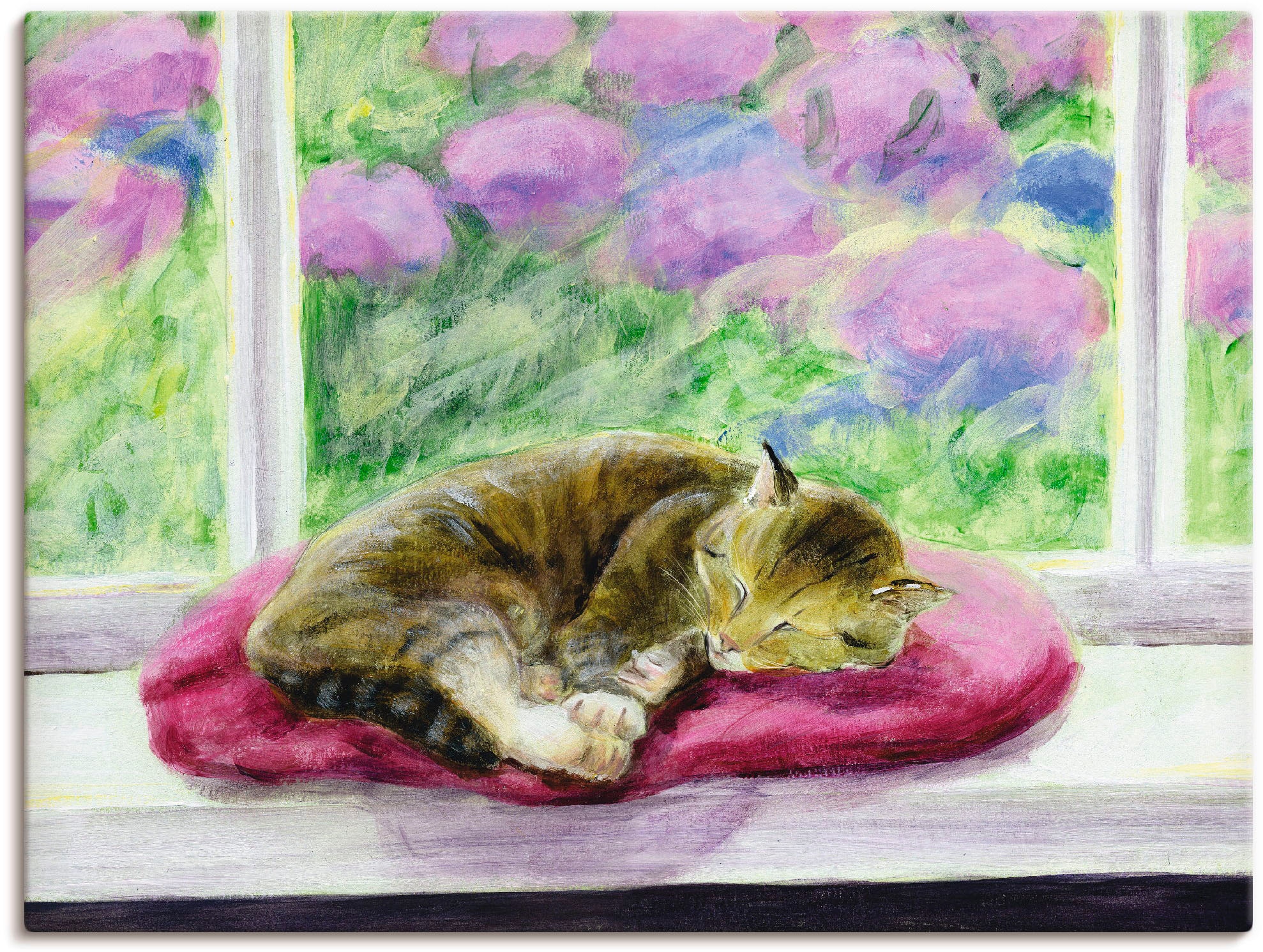 Artland Wandbild »Katze auf Gartenfensterbank«, Haustiere, (1 St.), als  Leinwandbild, Wandaufkleber oder Poster in versch. Größen bestellen | BAUR