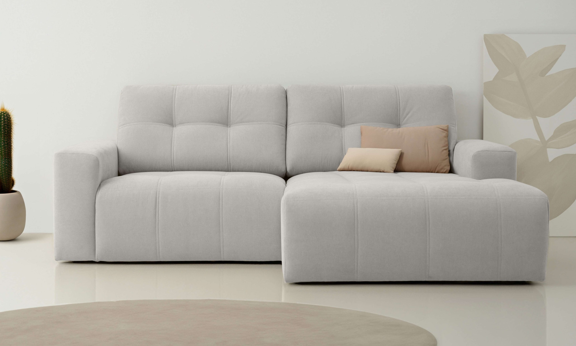 OTTO home Ecksofa "Turnon, Lounge-sofa, Breite 221 cm" Chenille, mit Knopf- und Doppelsteppung, elegantes Aussehen