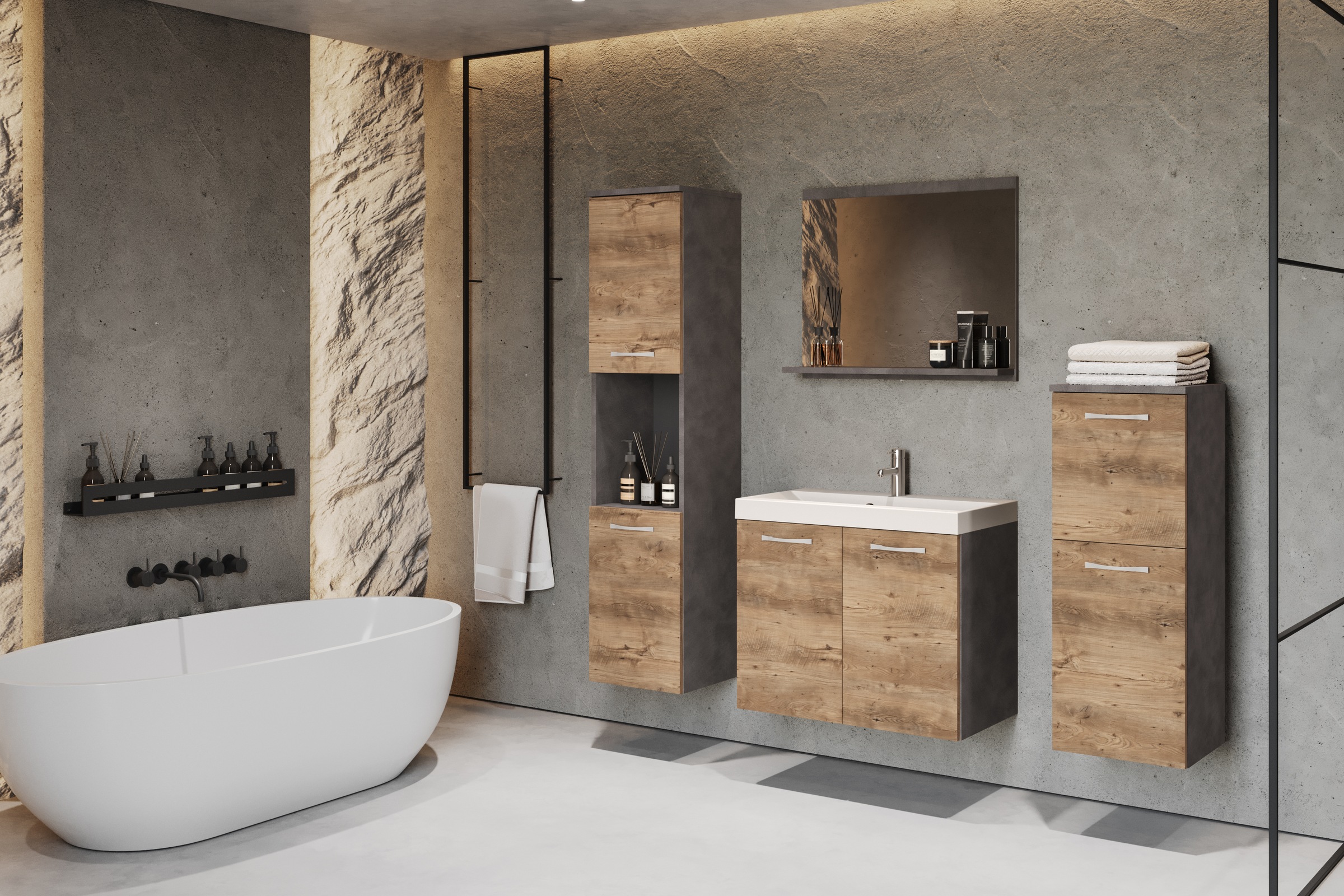 welltime Badmöbel-Set "PARLA" Komplett-Set, 5 Stk. tlg. günstig online kaufen