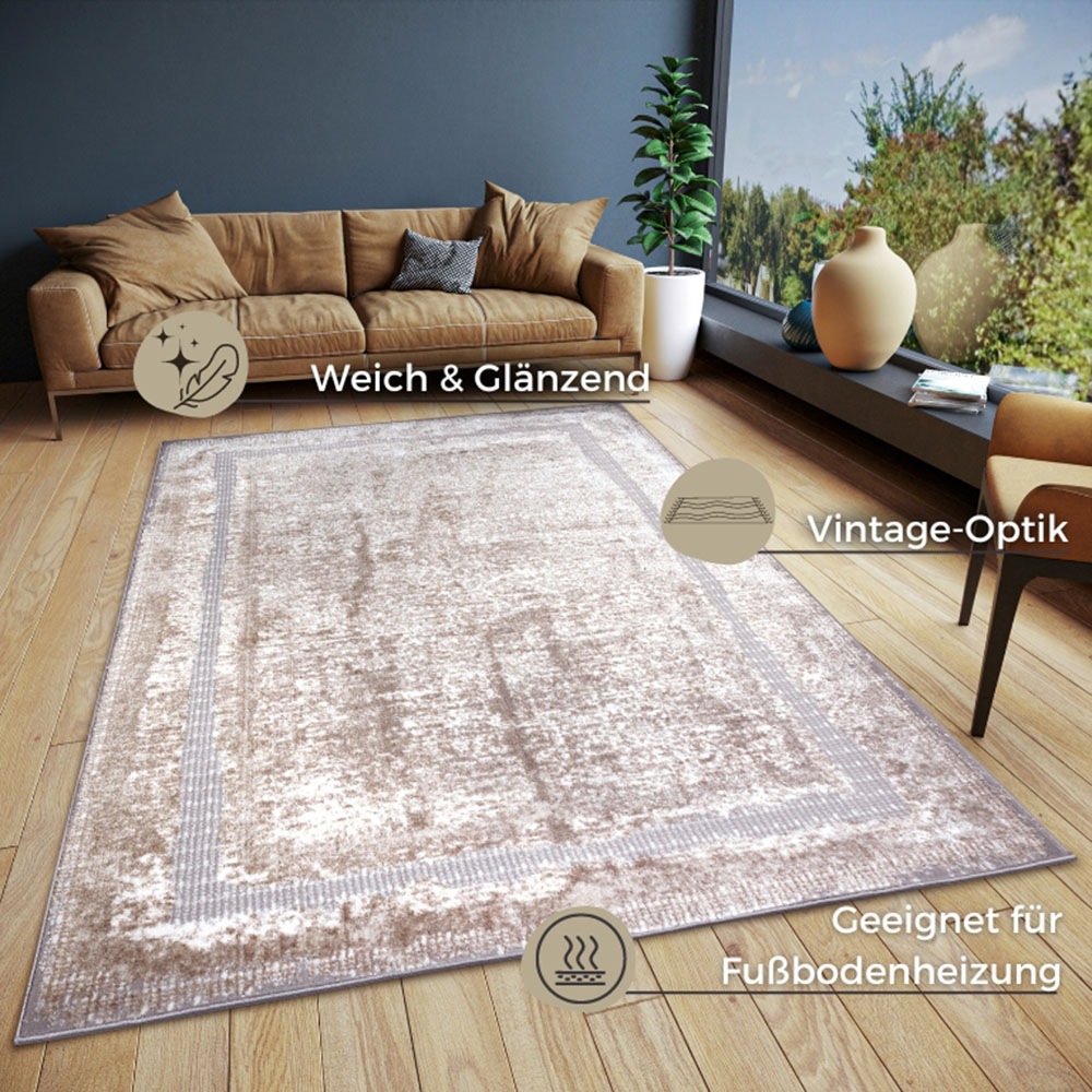 Teppich HANSE HOME "Classic", beige (creme,silber), B:120cm H:13mm L:170cm, Polyester, Teppiche, Teppich, Vintage, Orient, pflegeleicht, robust, glänzend 2