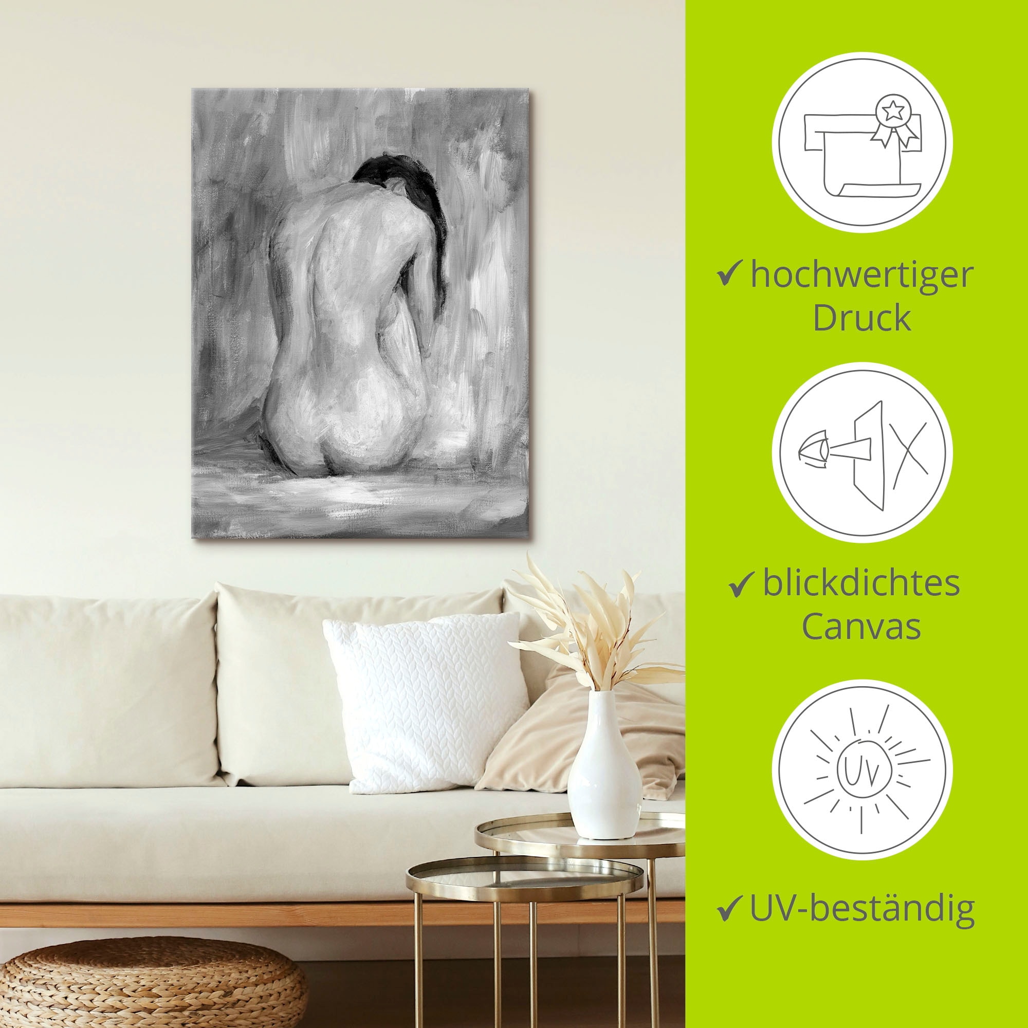 Artland Wandbild »Figur in schwarz & weiß II«, Frau, (1 St.), als Alubild, Outdoorbild, Leinwandbild, Poster, Wandaufkleber