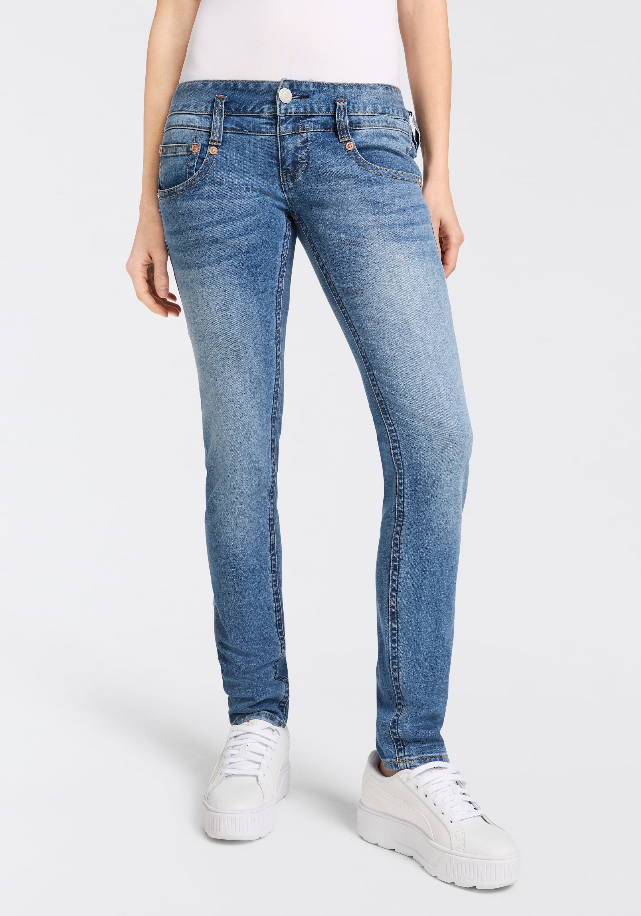 Herrlicher Slim-fit-Jeans "Pitch Slim Organic Denim", mit asymmetrischen Ta günstig online kaufen