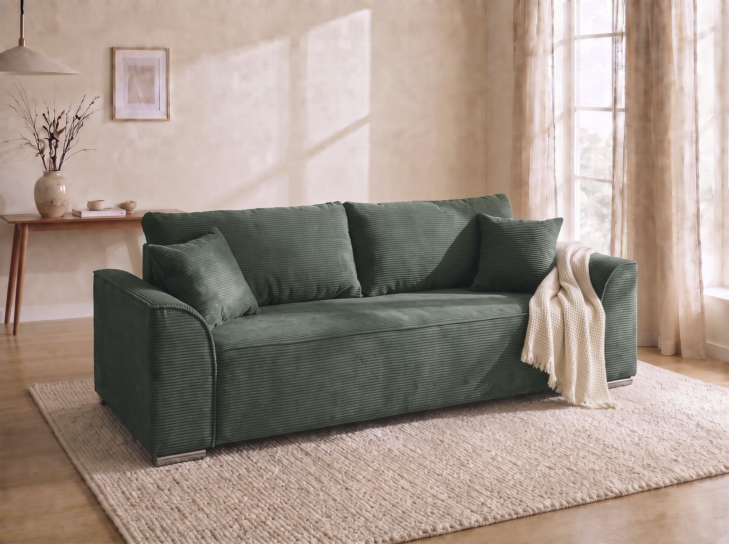 COLLECTION AB "Sara B: 241 cm, Liegefl. 137x195 cm, Bettkasten, optional mit Topper" Schlaffunktion, Couch mit Bonnellfederkern, Gästebettfunktion
