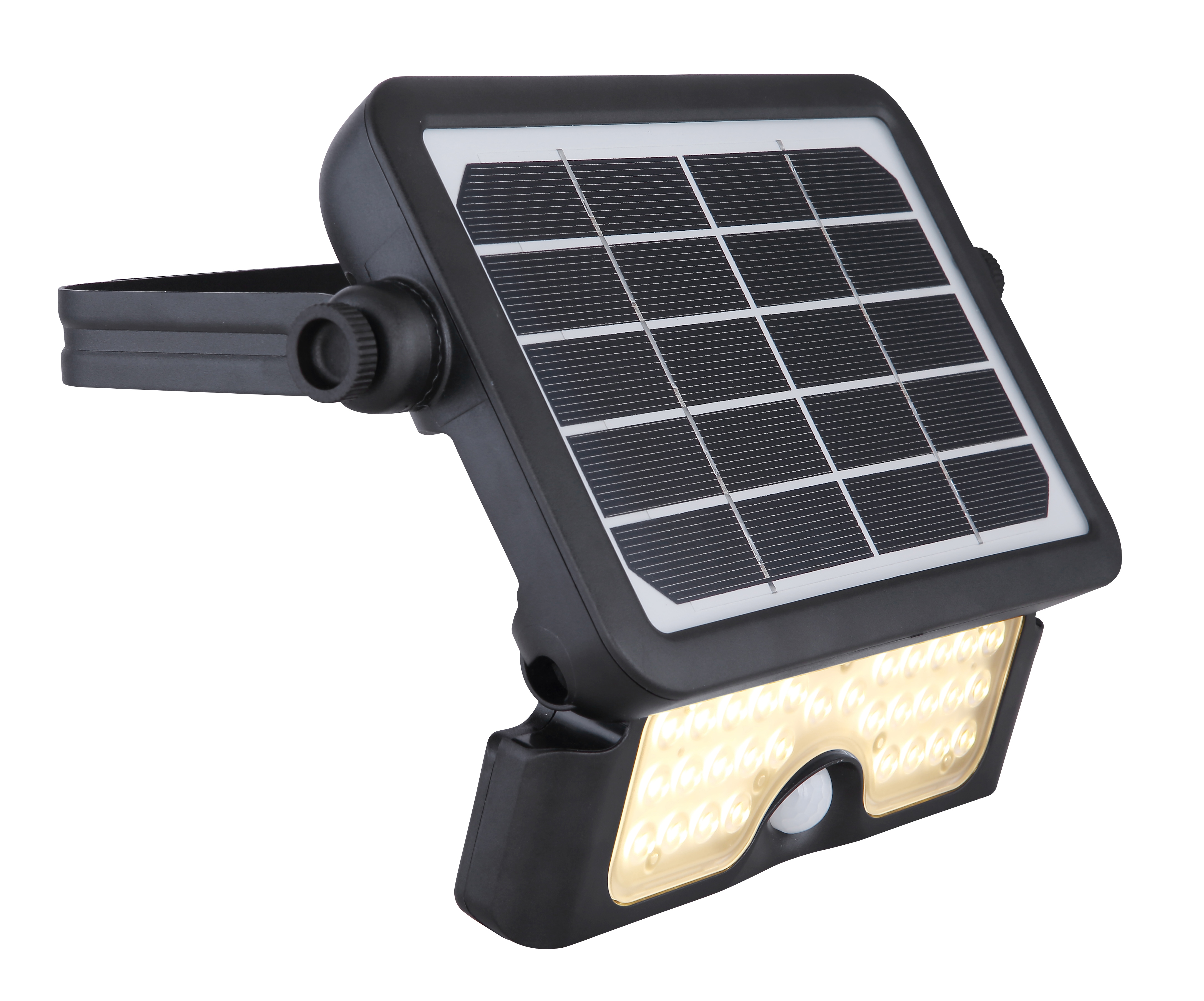 GLOBO LIGHTING LED Solarleuchte "SOLARLEUCHTE KUNSTSTOFF SCHWARZ, 1XLED" LED-Modul 1 Stk. Warmweiß Solar/IP65/Baustrahler/schwenkbar/3000K
