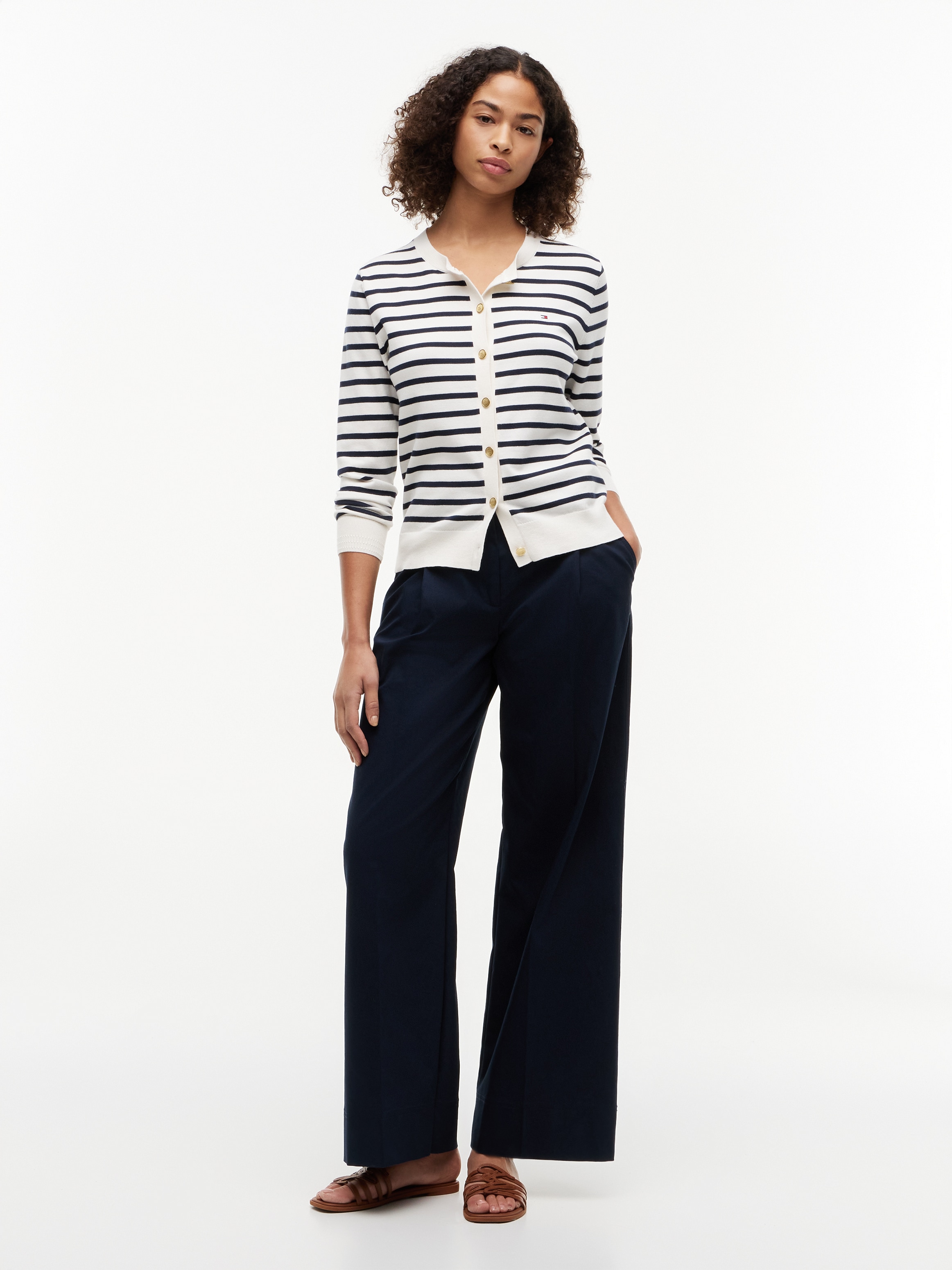 Tommy Hilfiger Strickjacke Baumwollmischung, goldfarbene Knöpfe