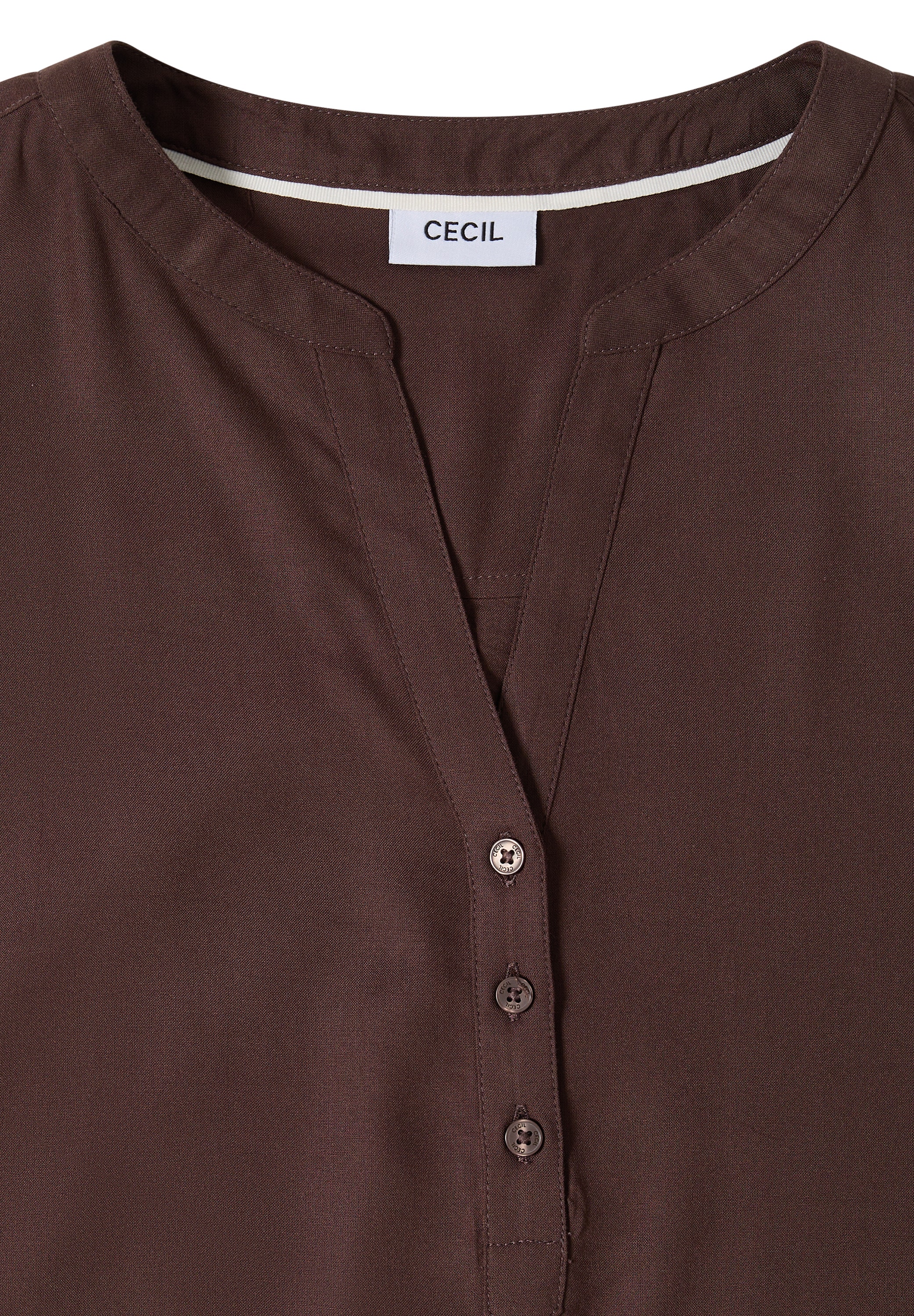 Cecil Shirtbluse mit geschlitztem Rundhalsausschnitt