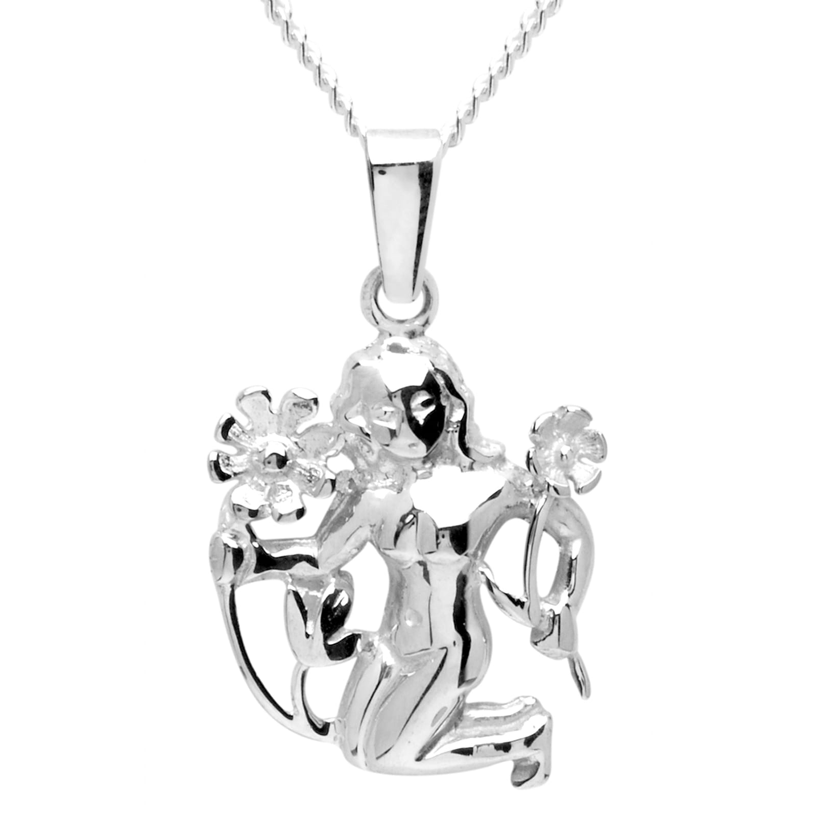 Kette mit Anhänger OSTSEE-SCHMUCK "- Tierkreiszeichen Jungfrau - Silber 925/000 -" Gr. 45, silber (silber 925, silberfarben, weiß), Schmuck_Sets, Damen, 45, Silber 925 (Sterlingsilber)