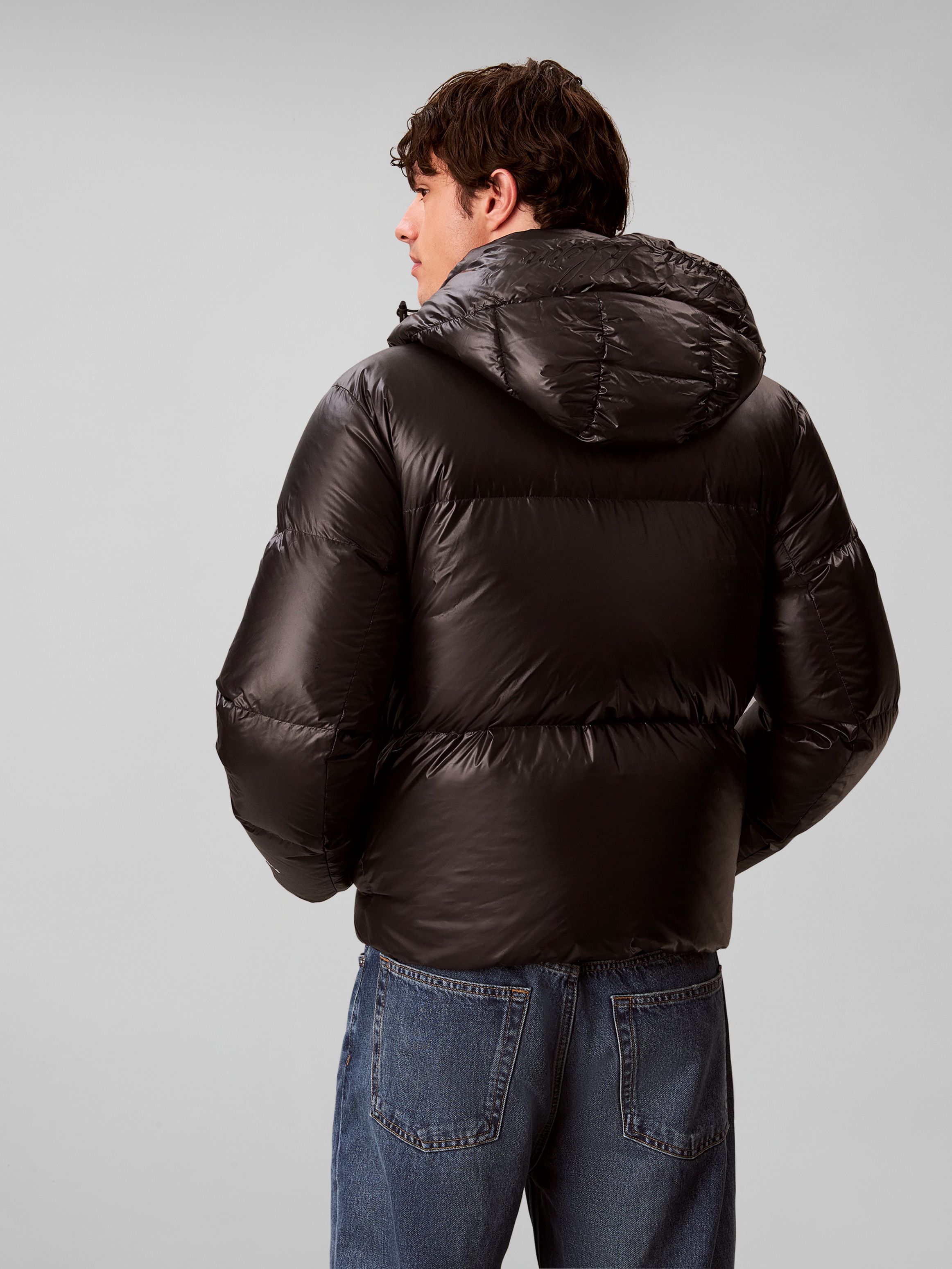 Calvin Klein Steppjacke »LS GLOSSY DETACHABLE HD DOWN PUF« ohne Kapuze Regular fit mit Kapuze