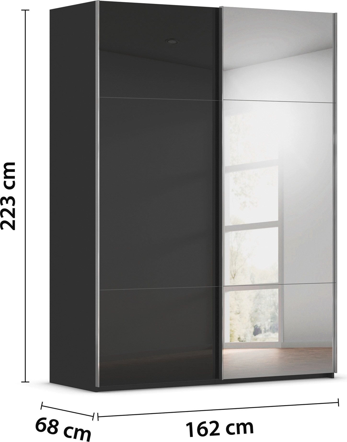 rauch Schwebetürenschrank »Kleiderschrank Schrank Garderobe Schlafzimmerschrank CONTIDO«, (in 3 verschiedenen Ausstattungen BASIC/CLASSIC/PREMIUM), aus hochwertigem Material in 6 Breiten 2 Griff-Farben MADE IN GERMANY