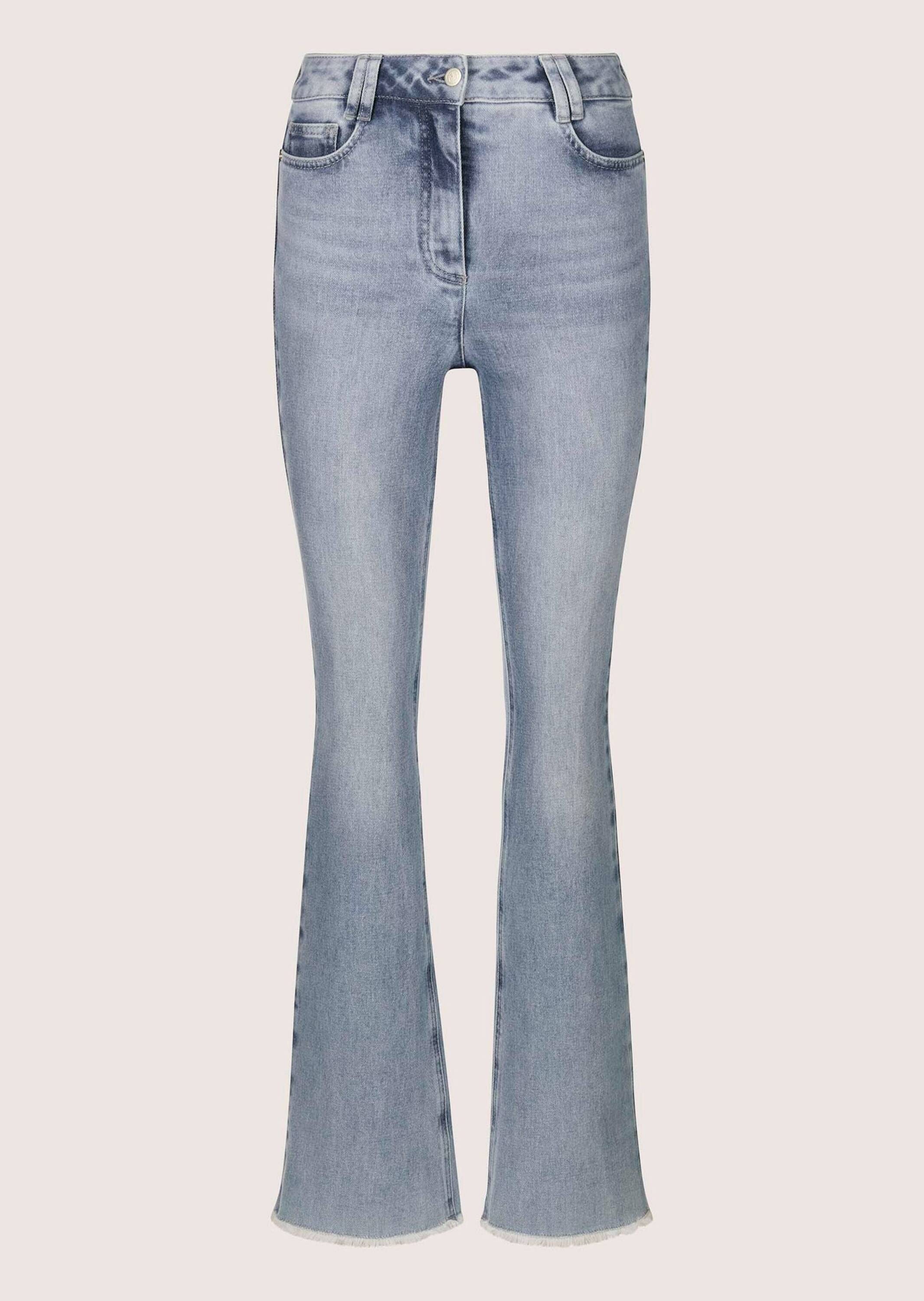 MADELEINE Regular-fit-Jeans "Schlaghose Moderne, ausgestellte Jeans mit Fransen"