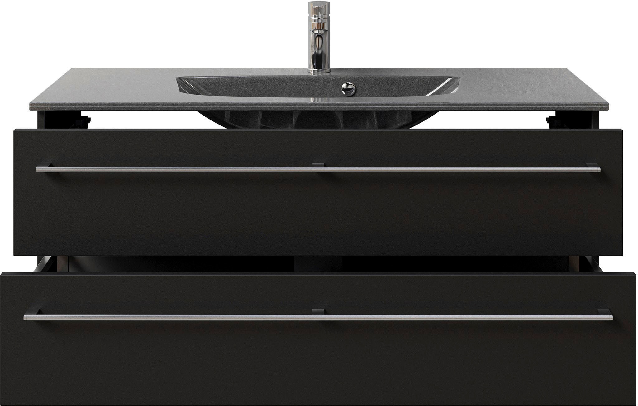 Saphir Waschtisch »Serie 6025 Mineralmarmor-Waschtisch mit Unterschrank, 117 cm breit«, Waschplatz mit 2 Schubladen, hängend, verschiedene Ausführungen