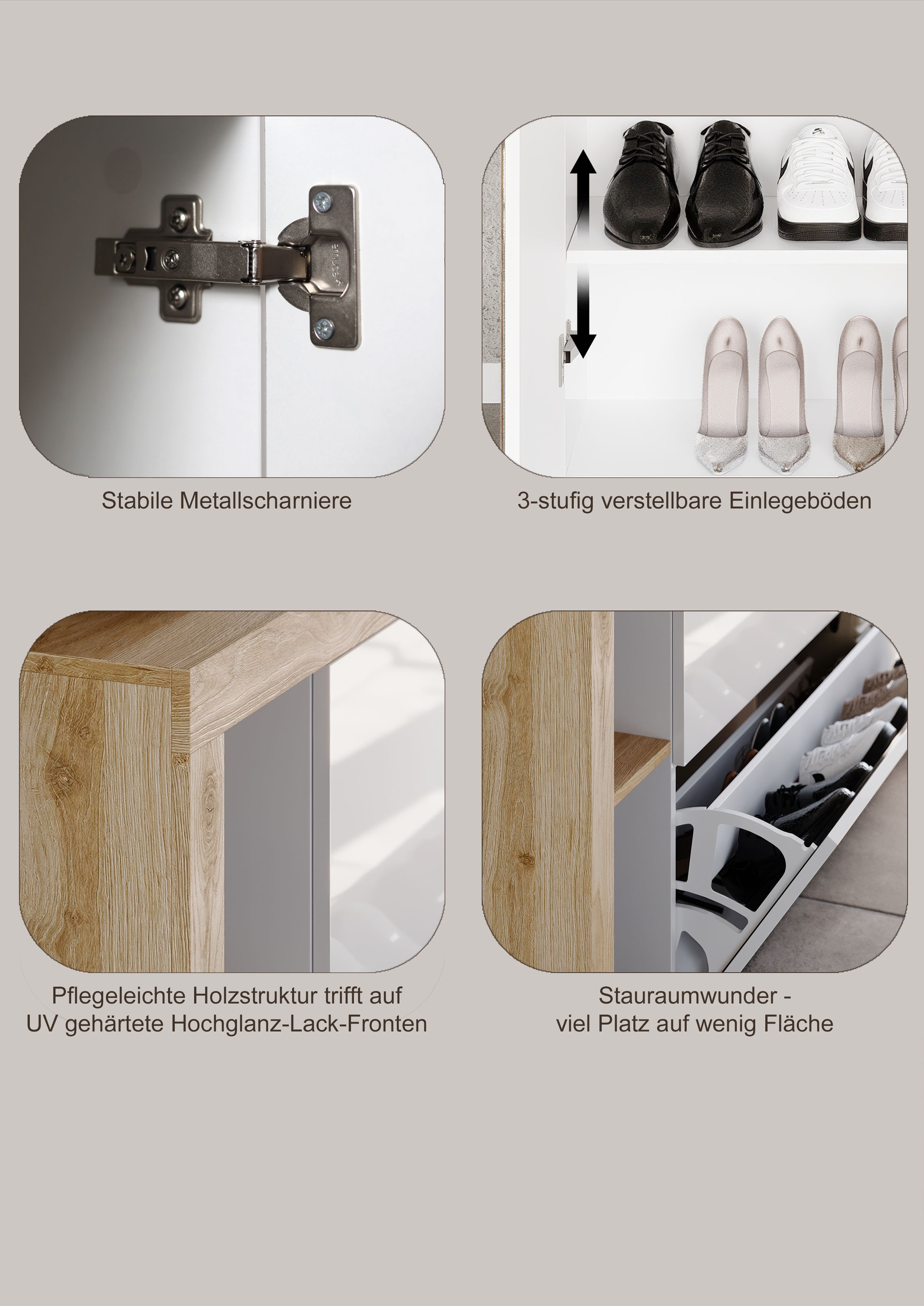 Thumbnail - INOSIGN Schuhschrank "Hamburg Höhe 195 cm, Hochschrank, 2 Spiegeltüren, dekorativer Rahmen," Schuhregal mit 6 Ebenen, Ab...