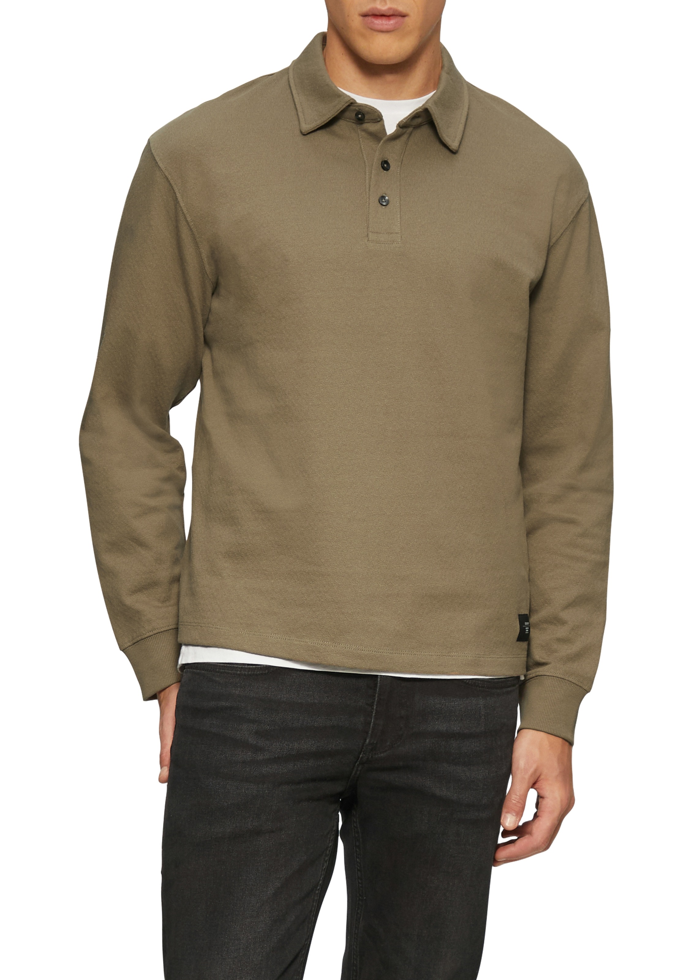 s.Oliver Langarm-Poloshirt, mit Logo Stickerei am Rumpf