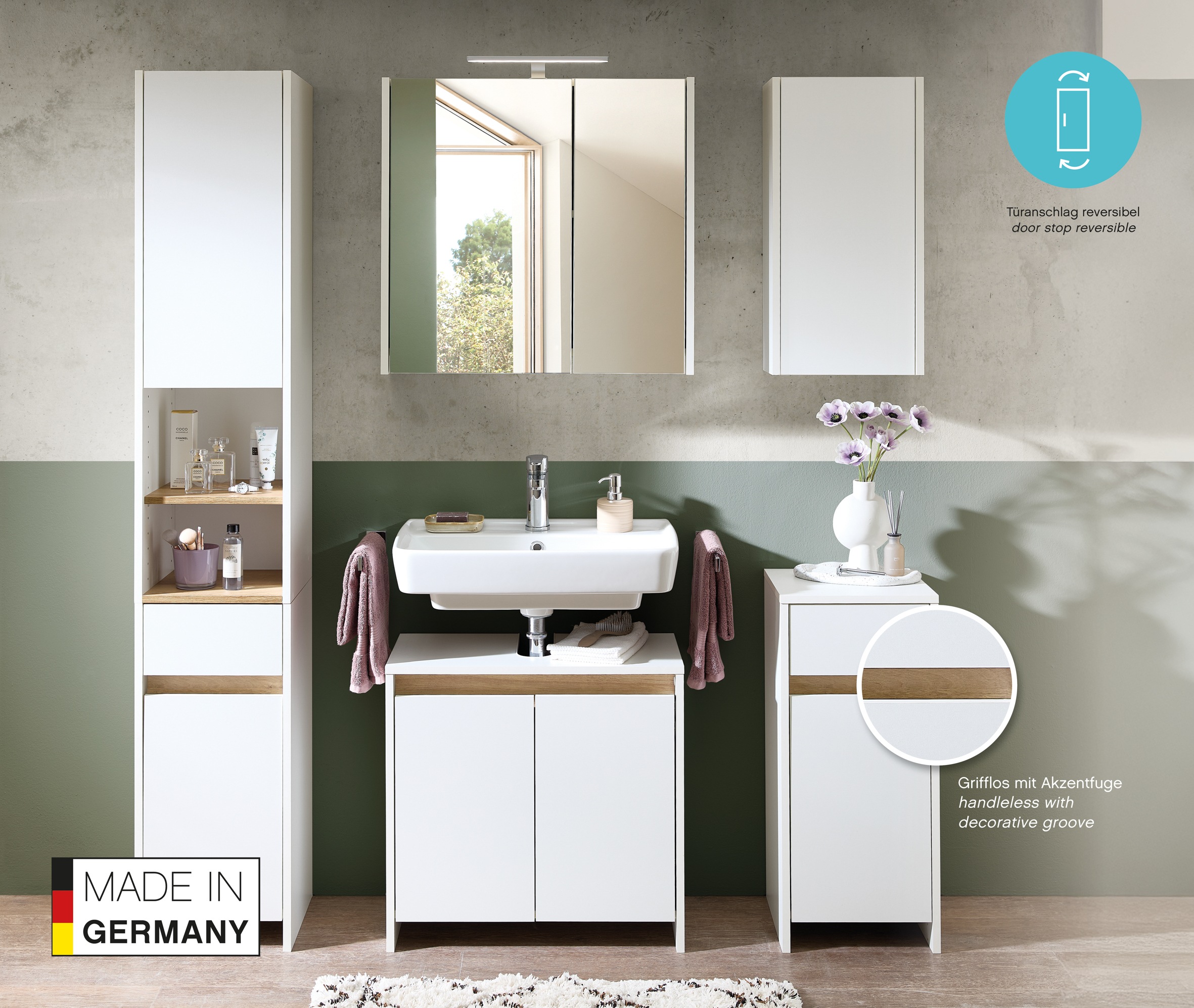 Saphir Badmöbel-Set "Quickset 100, Waschbeckenunterschrank mit Spiegelschra günstig online kaufen