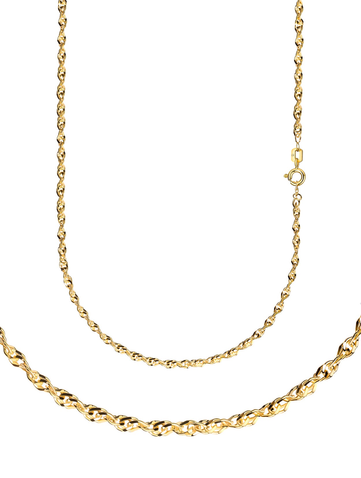 FIRETTI Damen Collierkettchen "Schmuck Geschenk Gold 333 oder 585 Halskette Singapurkette diamantiert", 38, Gelbgold 585, B: 1,6mm, gold, Gelbgold