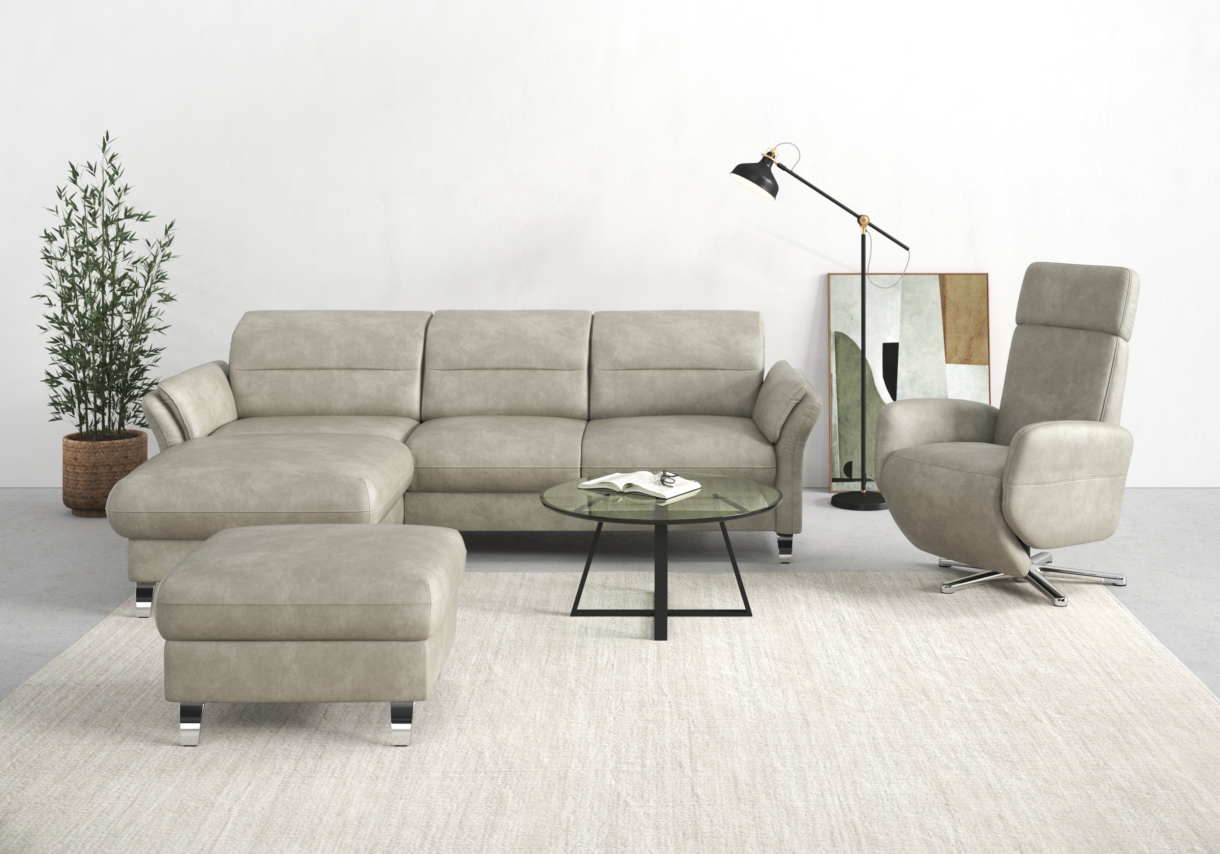 sit&more Ecksofa "Grenoble L-Form mit Federkern", wahlweise mit Bettfunktio günstig online kaufen
