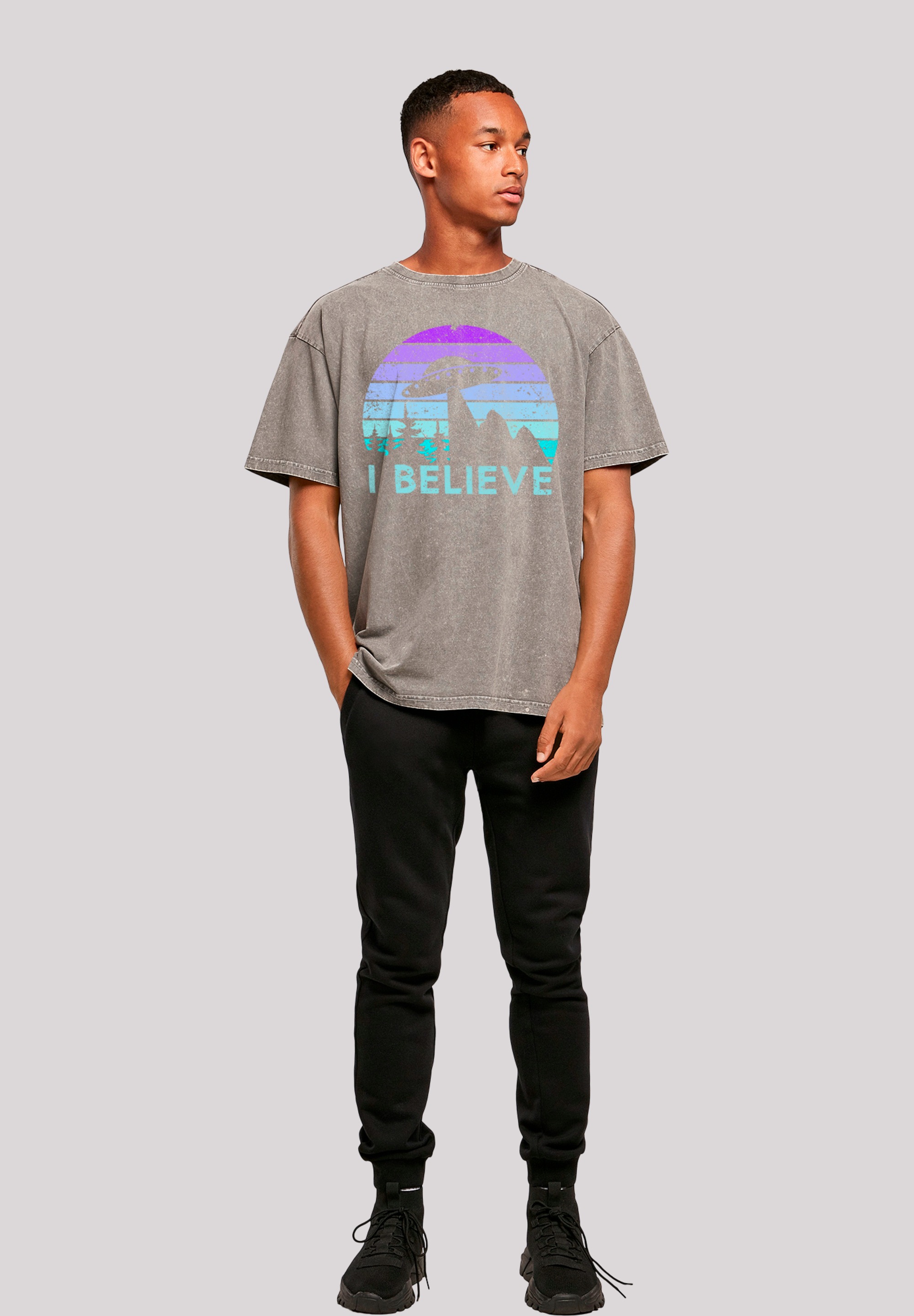 F4NT4STIC T-Shirt »I BELIEVE UFO Alien Raumschiff Retro«, Premium Qualität