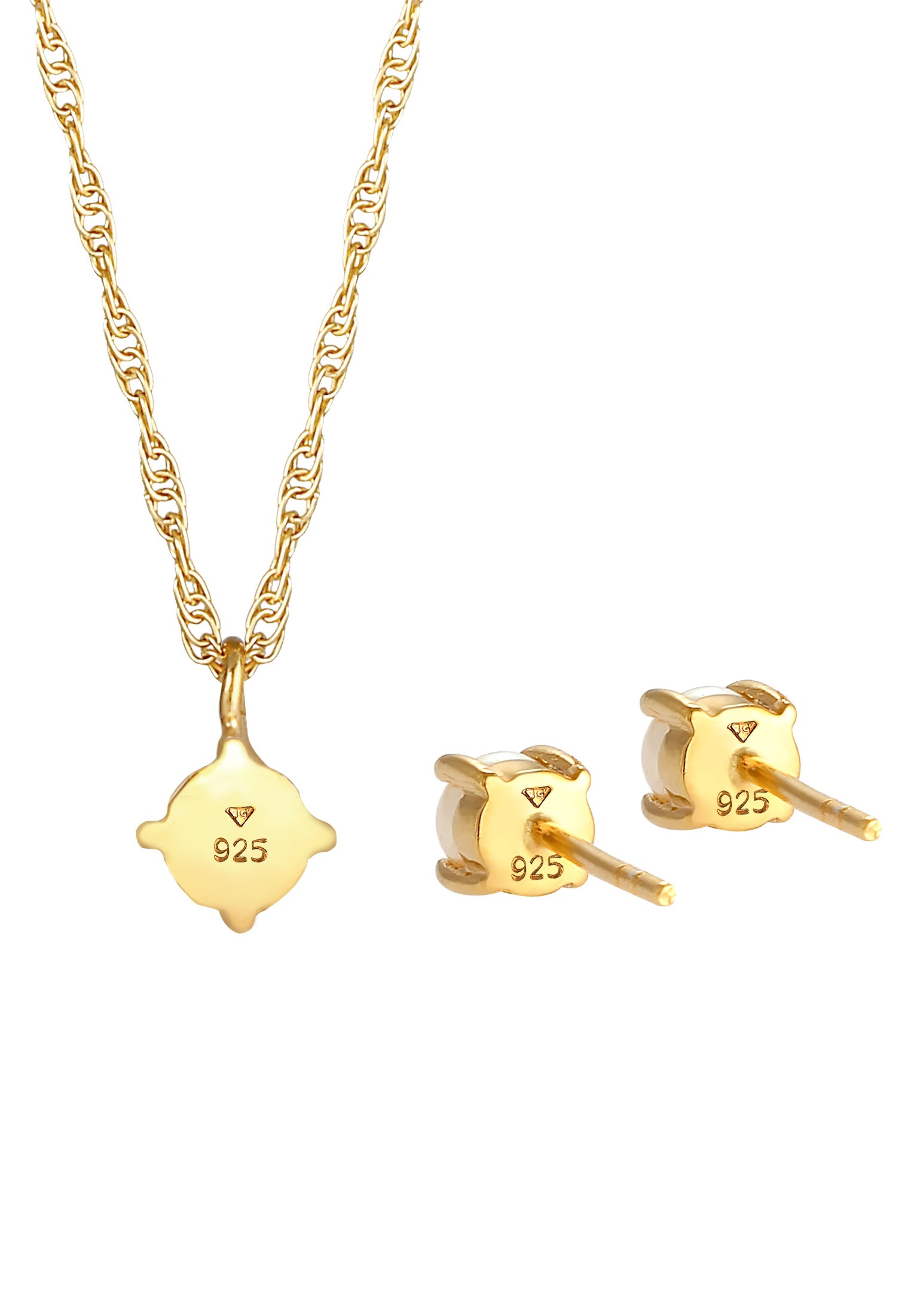 Elli Ohrring und Ketten Set »Schmuckset Kette Ohrstecker Süßwasserperle Rund 925 Silber« ()