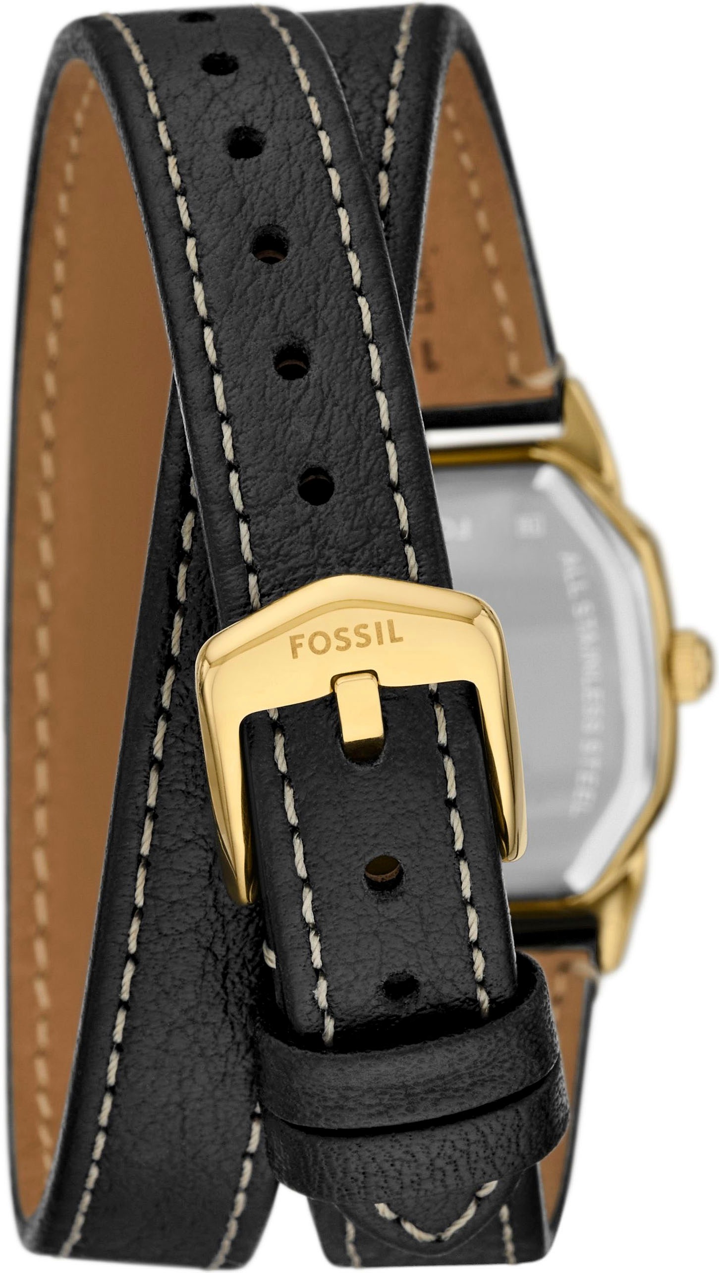 Fossil Quarzuhr »HARLOW«, Armbanduhr, Damenuhr, analog, Lederarmband zum Wickeln
