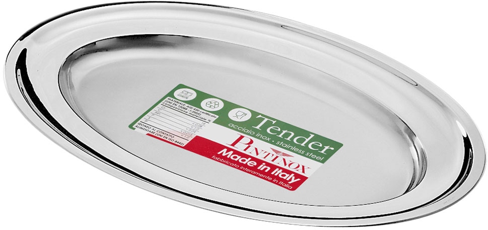 PINTINOX Servierplatte »Vassoi Tender«, (1 tlg.), oval, Edelstahl, spülmaschinengeeignet