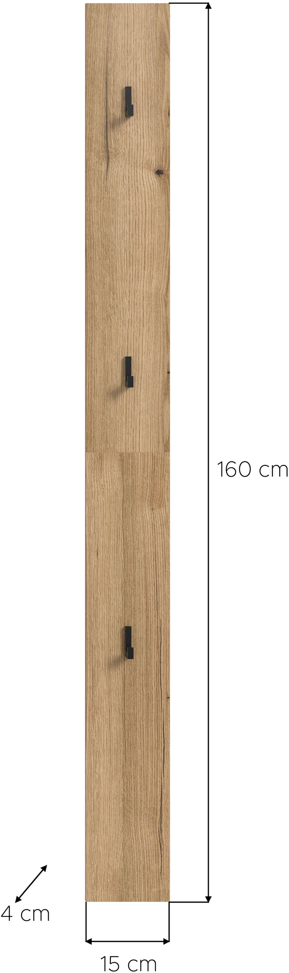INOSIGN Garderobenpaneel, (1 St.), Oran, Evoke Oak, Garderobenpaneel mit drei Haken, Flurgarderobe