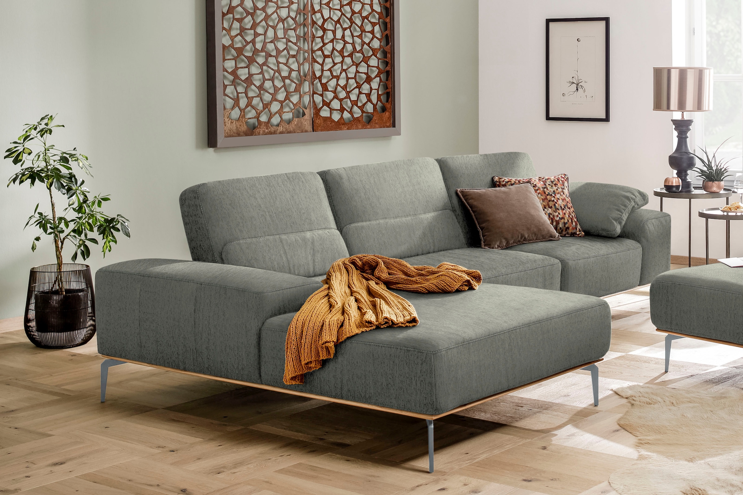 W.SCHILLIG Ecksofa "run", mit elegantem Holzsockel, Füße in Silber matt, Br günstig online kaufen