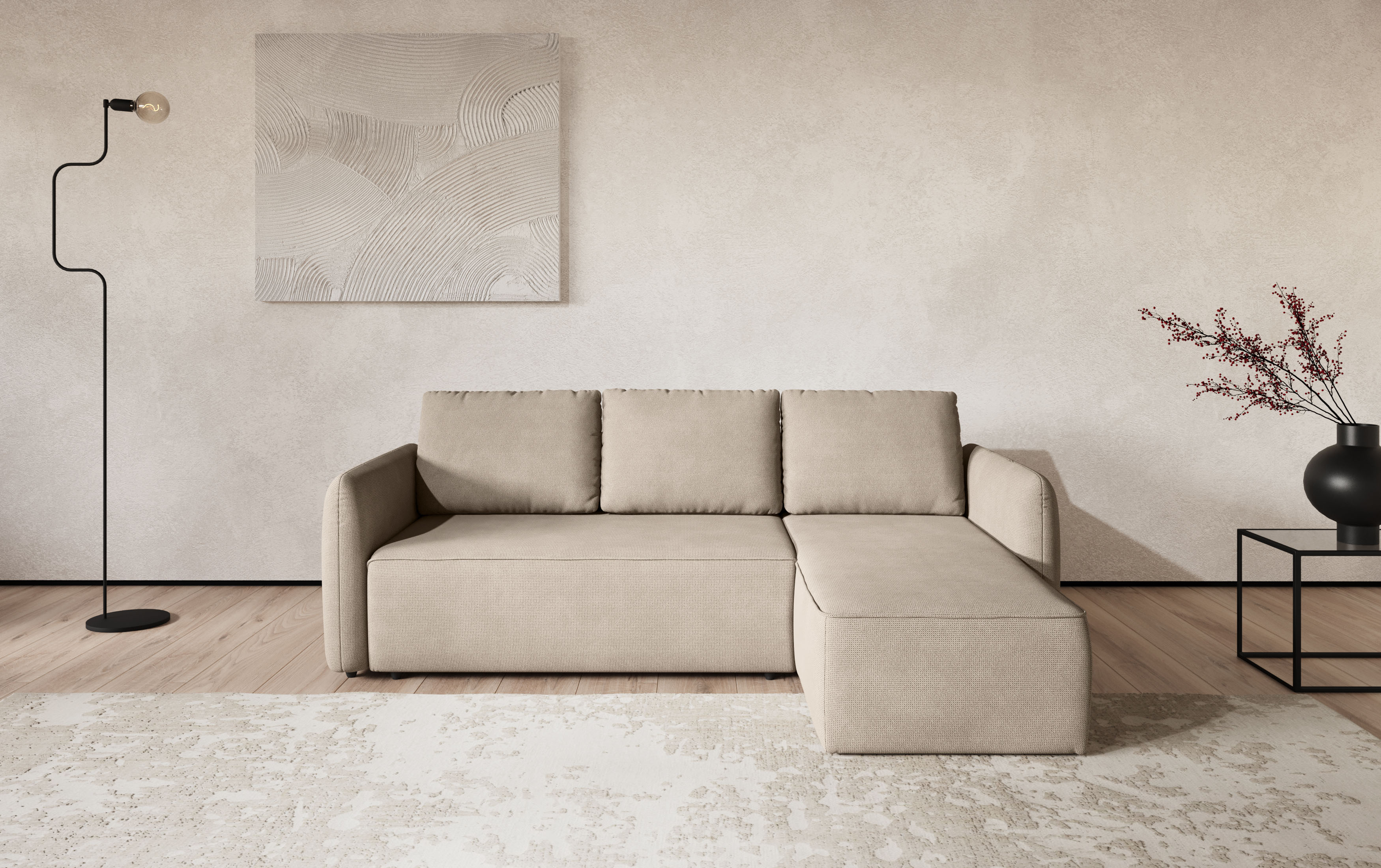 COTTA Ecksofa "Flow, bequem, L-Form, Breite 239 cm, schmale Armlehnen" wahlweise mit Schlaffunktion