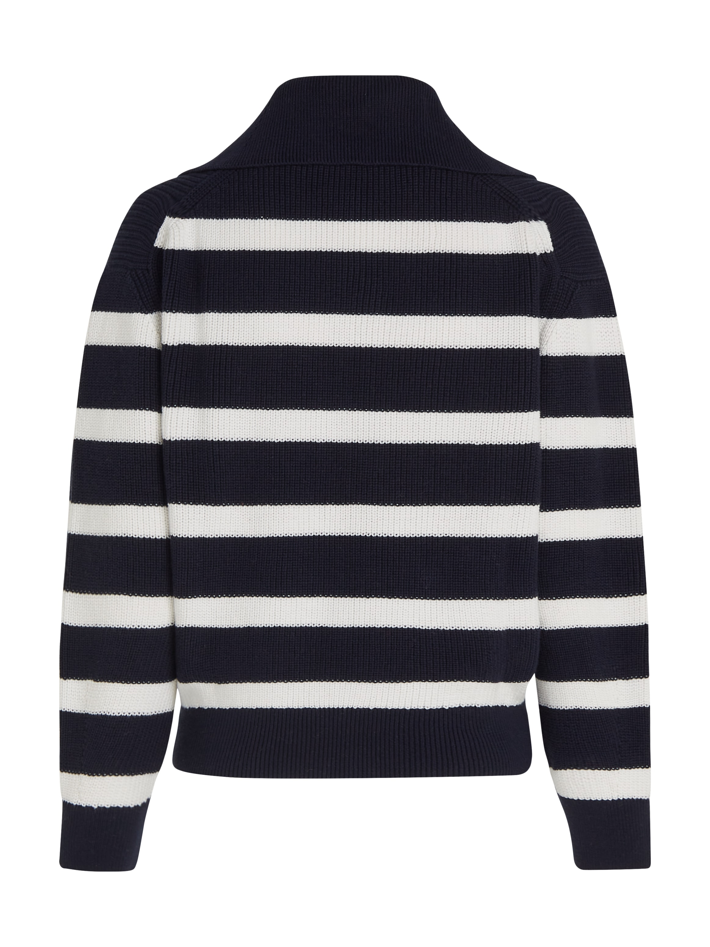 Tommy Hilfiger Troyer »CO CARDI STITCH 1/2 ZIP SWEATER«, mit kurzem Zipper, Streifendessin