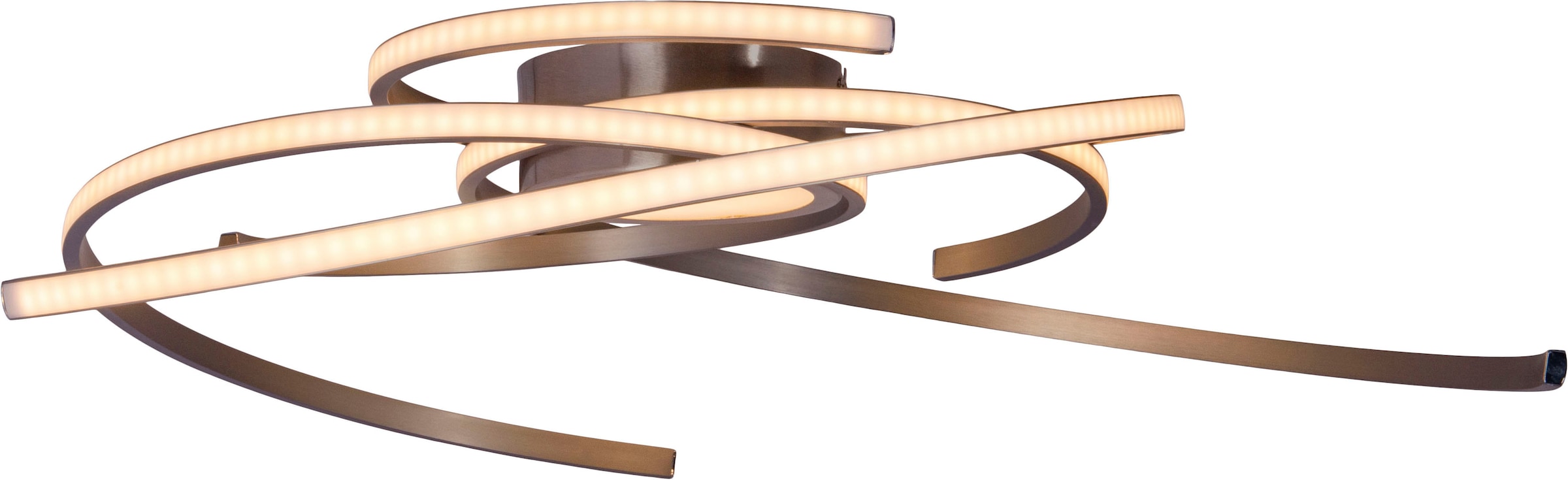 näve LED Deckenleuchte »Radon«, 1 flammig, Leuchtmittel LED-Modul | LED fest integriert, Deckenlampe, warmweiß, 35W, 3-Stufen-dimmbar, D: 75cm, satin-nickel